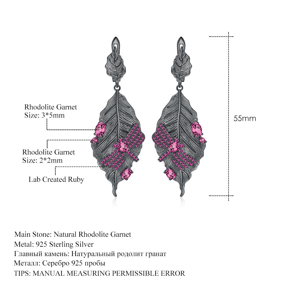 Autumn Leaf Dragonfly Designer High-End Jewelry Set 925Silver Natural Gemstone Ring Earrings Pendant
