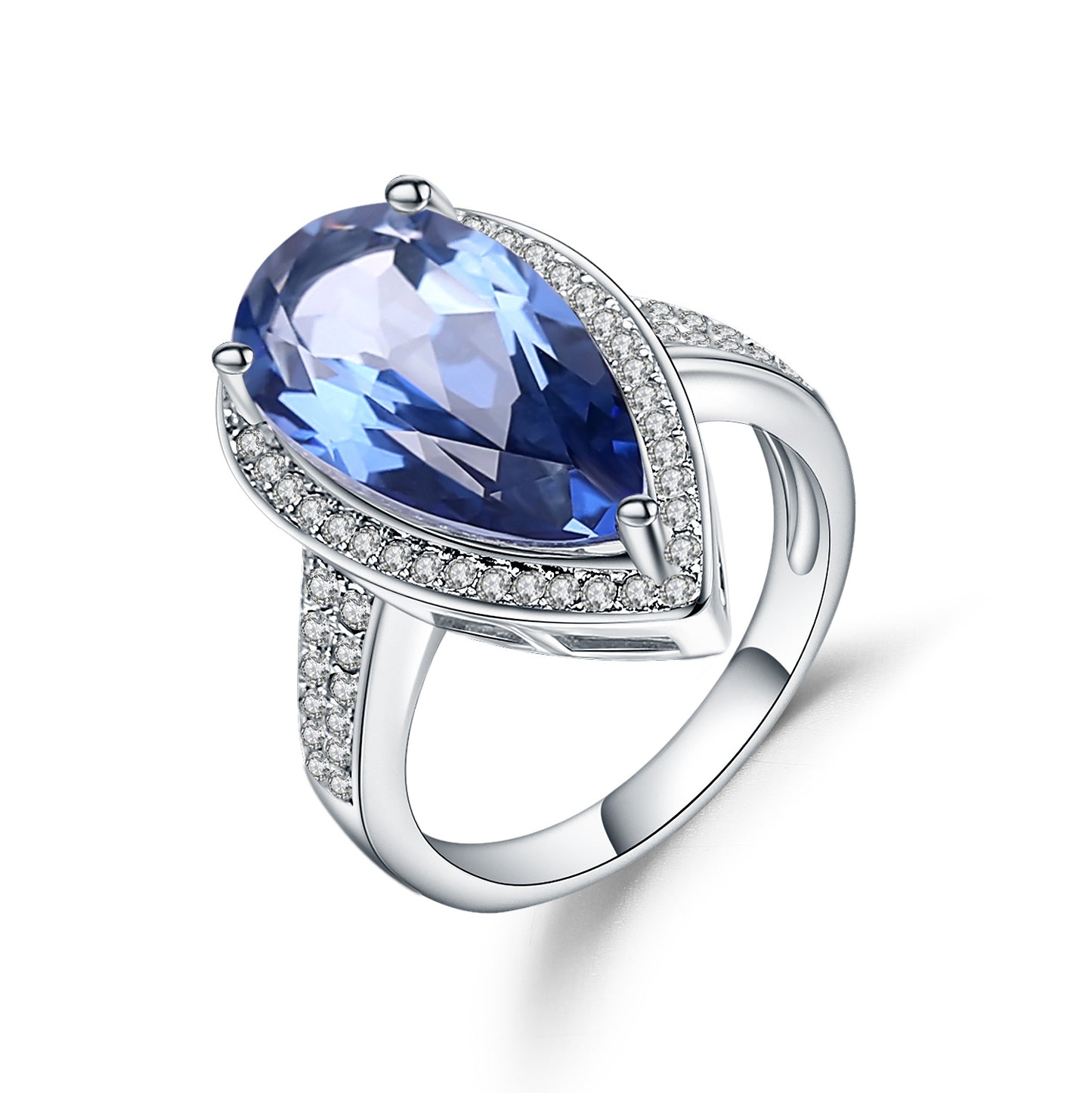 Luxurious and Sophisticated Colorful Gemstone Ring Fashionable and Unique Style s925Silver Inlaid Coated Crystal Ring