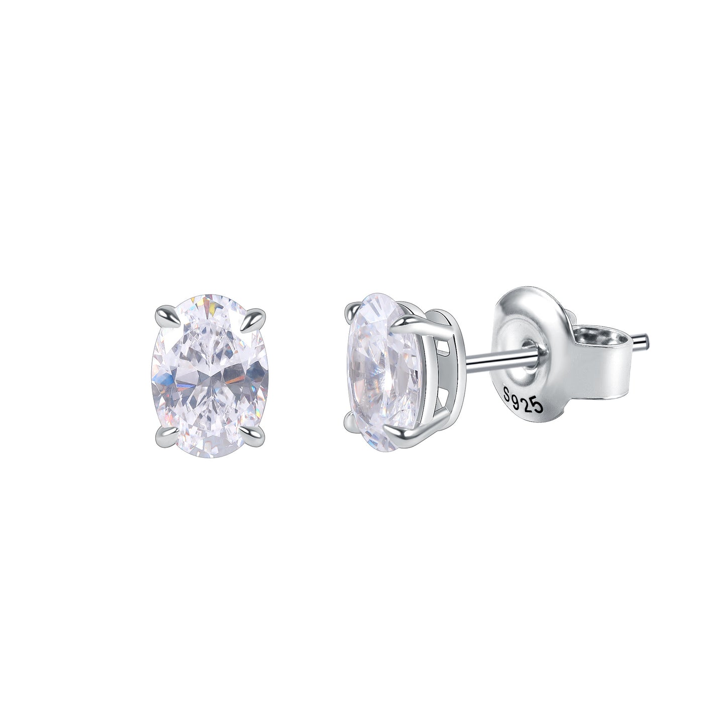 European Style Oval Moissanite Stud Earrings with Four Claws0.5/1/2Carat Egg Shape s925Minimalist Sterling Silver Earrings for Women