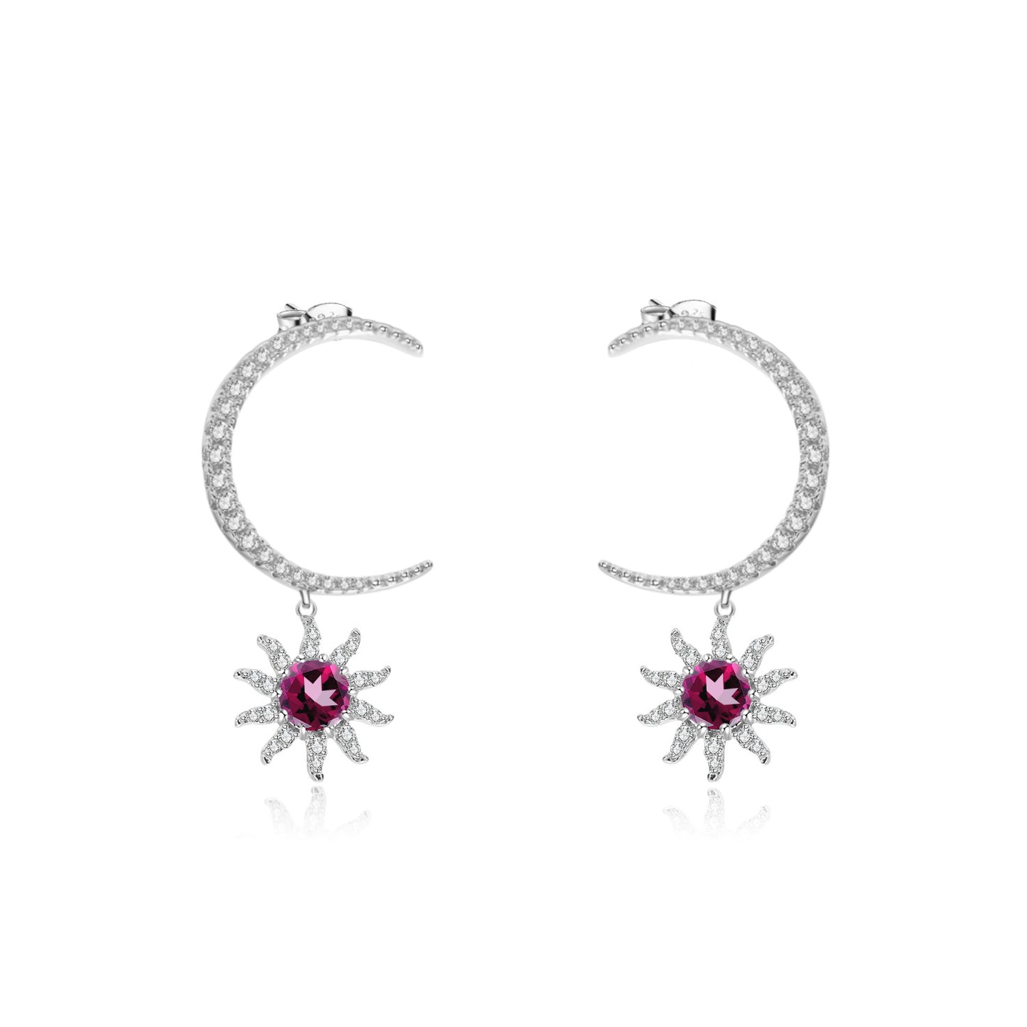 French Romantic Light Luxury Style Designer Earrings s925Silver Inlaid Gemstone Natural Amethyst Stud Earrings