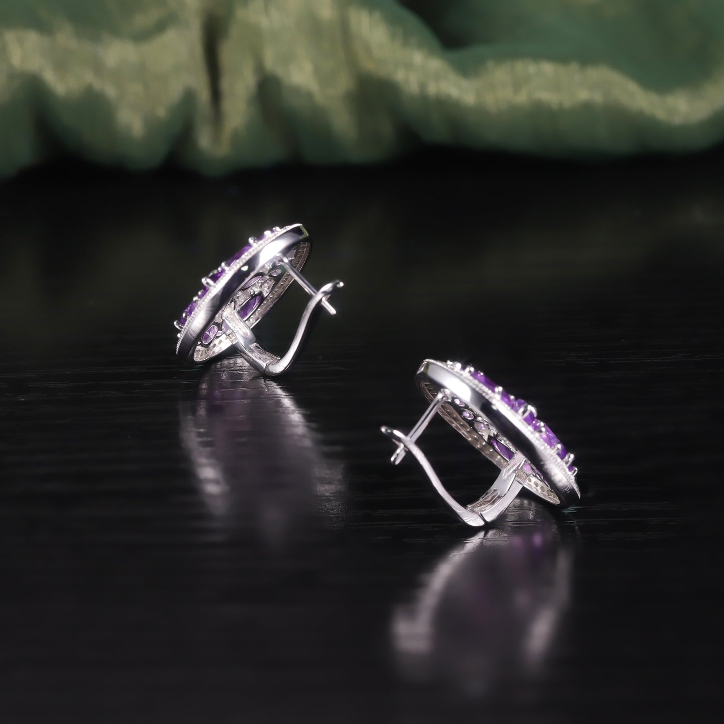 Bright and Charming Natural Amethyst Earrings New Style s925Sterling Silver Round Earrings High-End Stud Earrings for Women