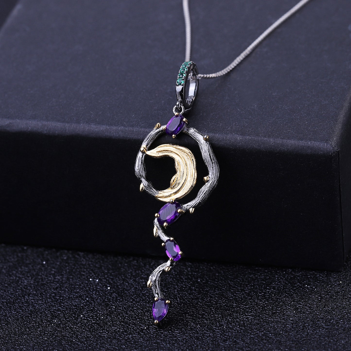 Secret Garden High-End Pendant Natural Style Designer Edition s925Sterling Silver Natural Gemstone Necklace Pendant