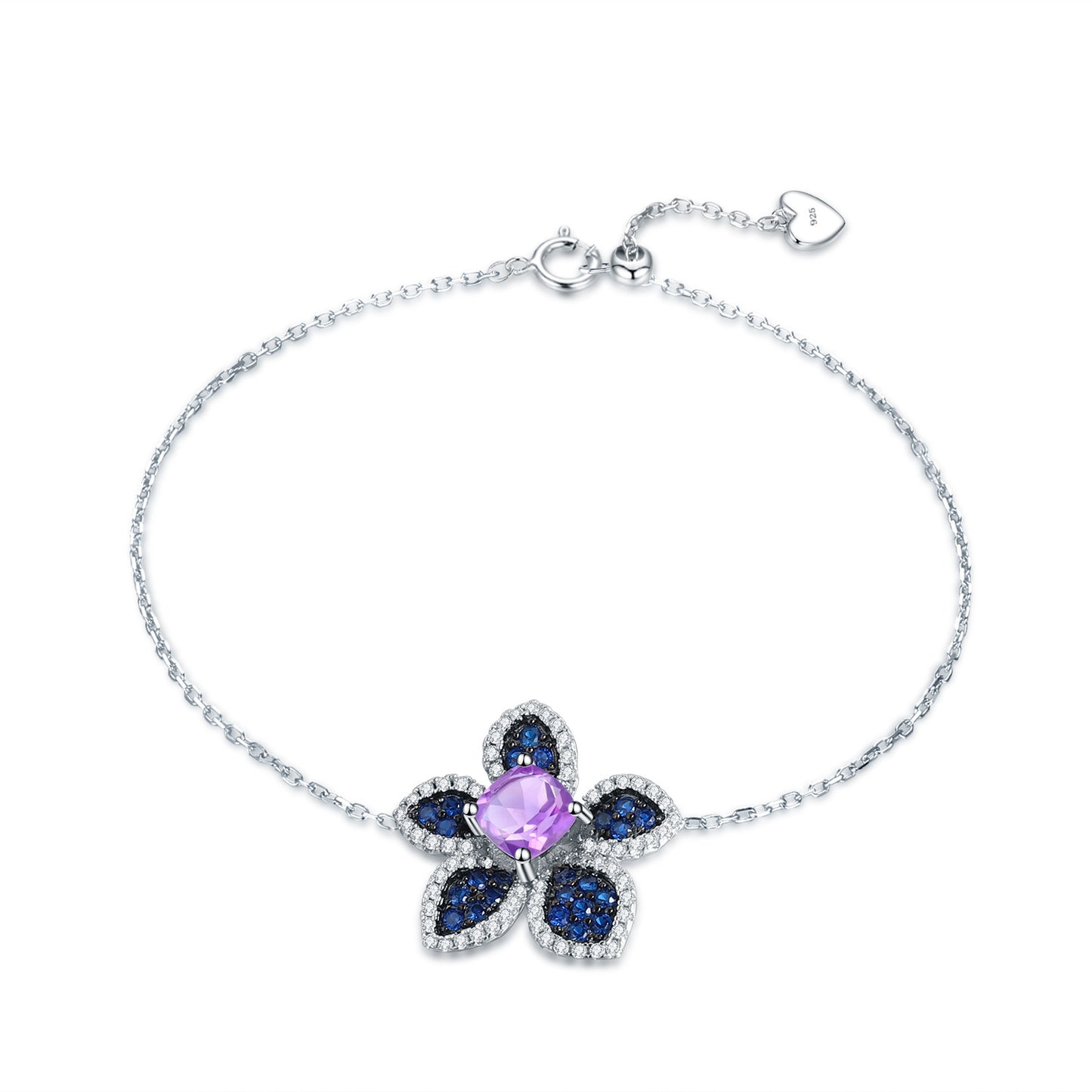 Unique Design Natural Colorful Yellow Quartz Bracelet Floral Design with a Sense of Sophistication925Silver Color Gemstone Bracelet