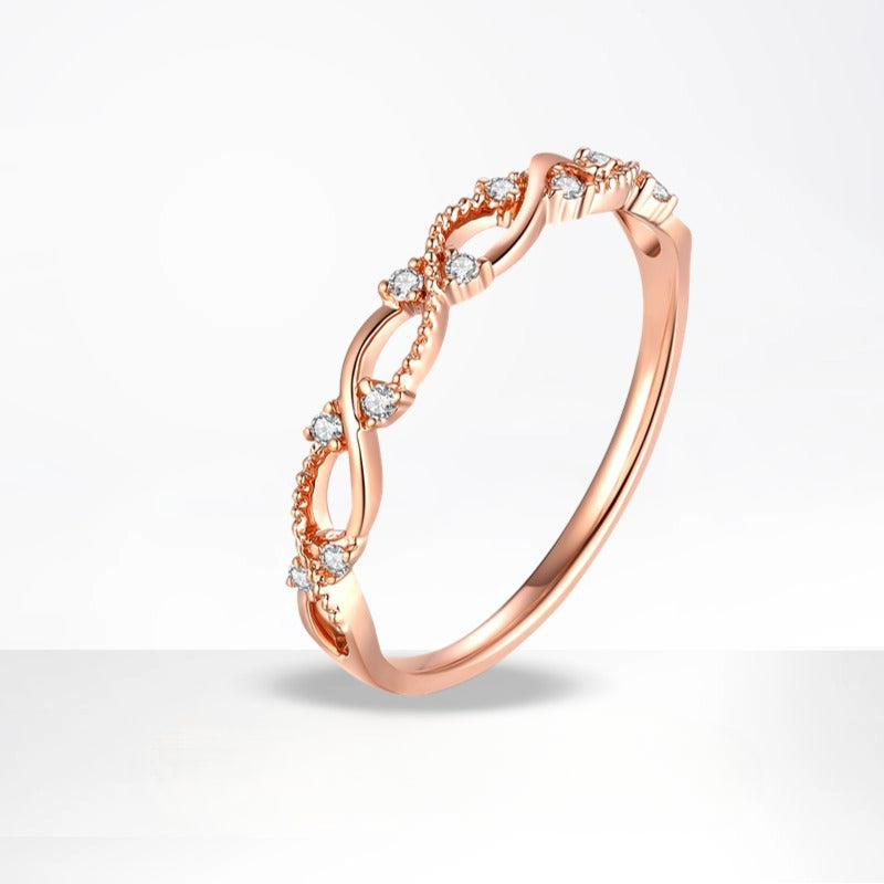 Fresh18k Gold Inlaid Cultivated Diamond Ring Rose Gold Diamond French Style k Gold Ring Diamond Ring