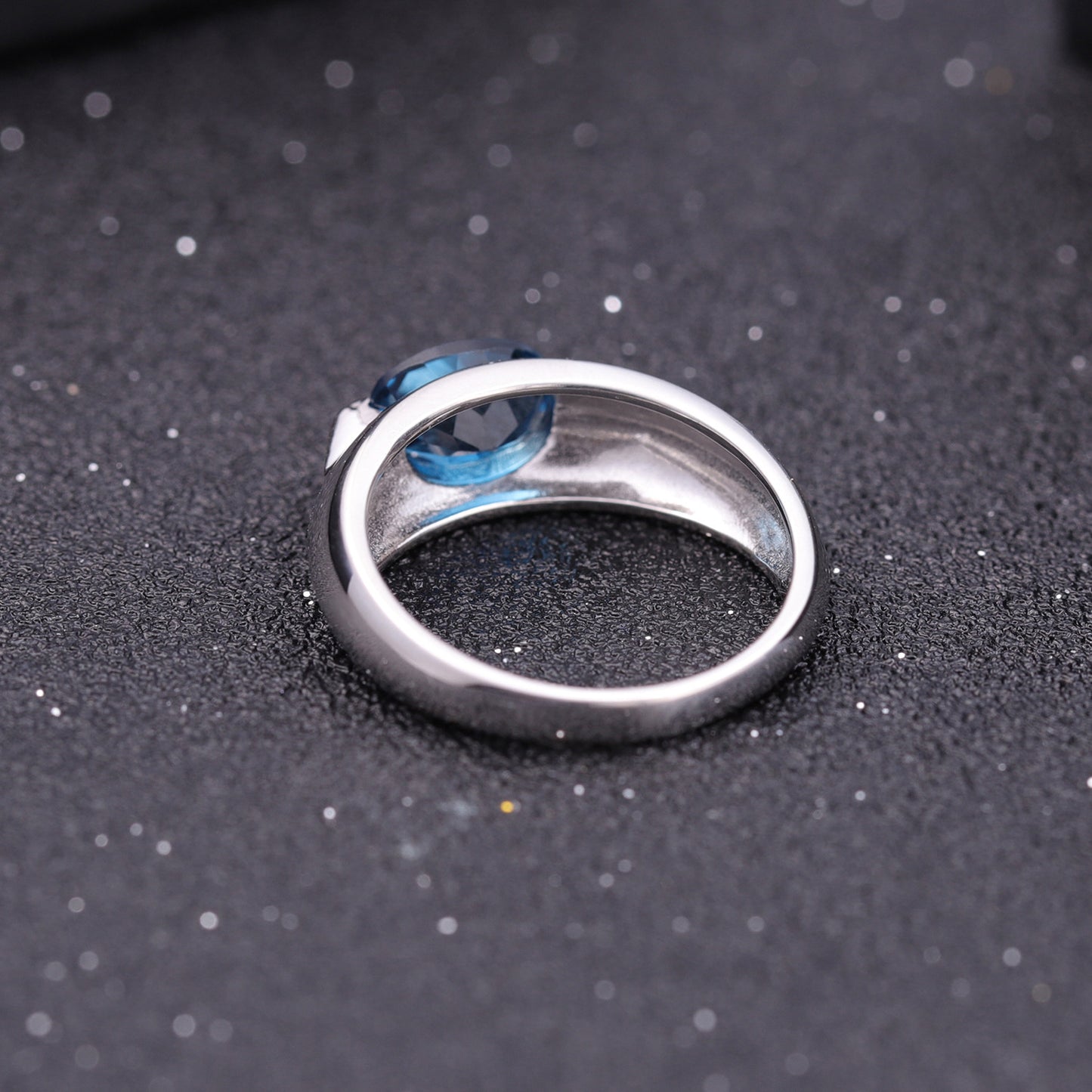 Natural Topaz Ring In Stock Wholesale Fashion Simple Style s925Sterling Silver Inlaid Natural Sapphire Ring
