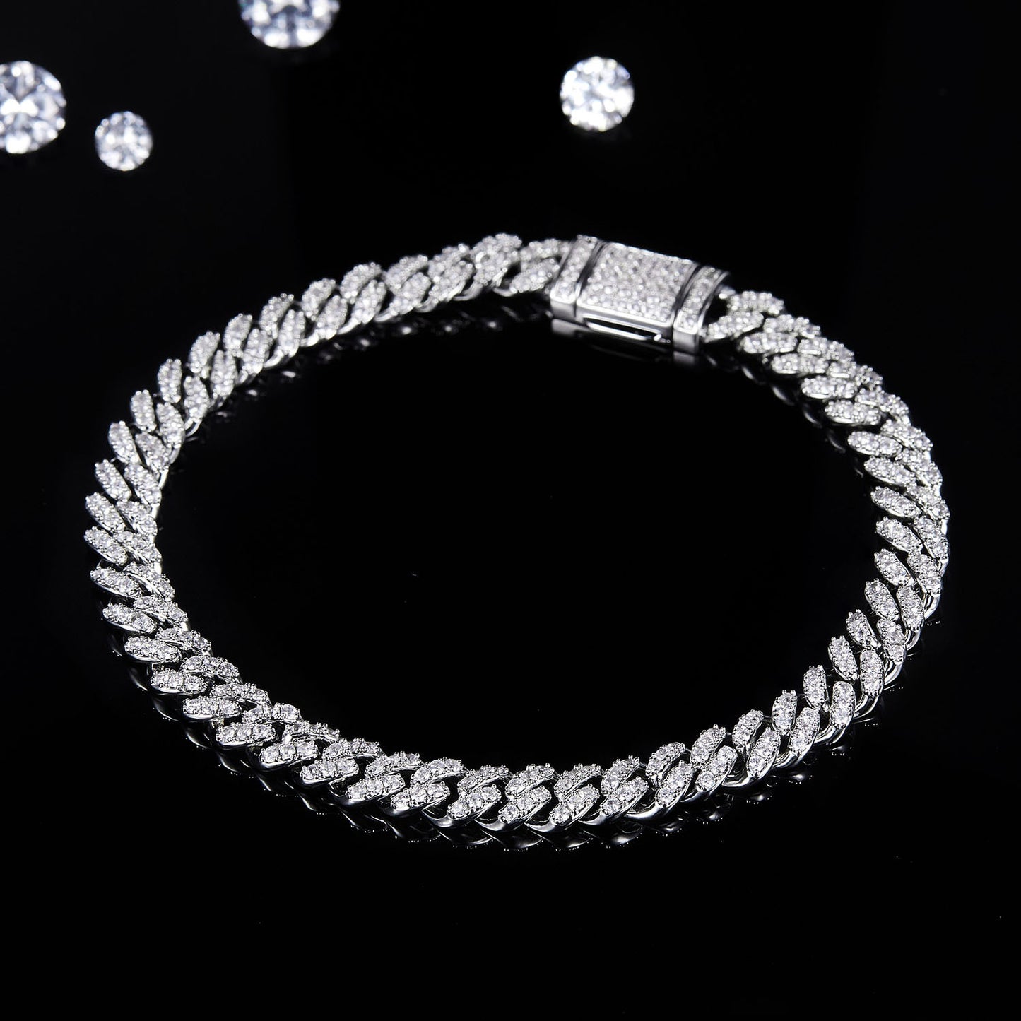 Trendy and Unique Moissanite Necklace925Sterling Silver Plated18k Gold hiphop Hip-hop Hot Item6mm Cuban link chain