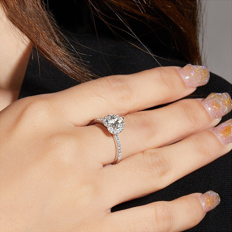 Fashion Heart-Shaped Ring s925Sterling Silver Inlaid1Carat Moissanite Wedding Ring Moissanite Ring