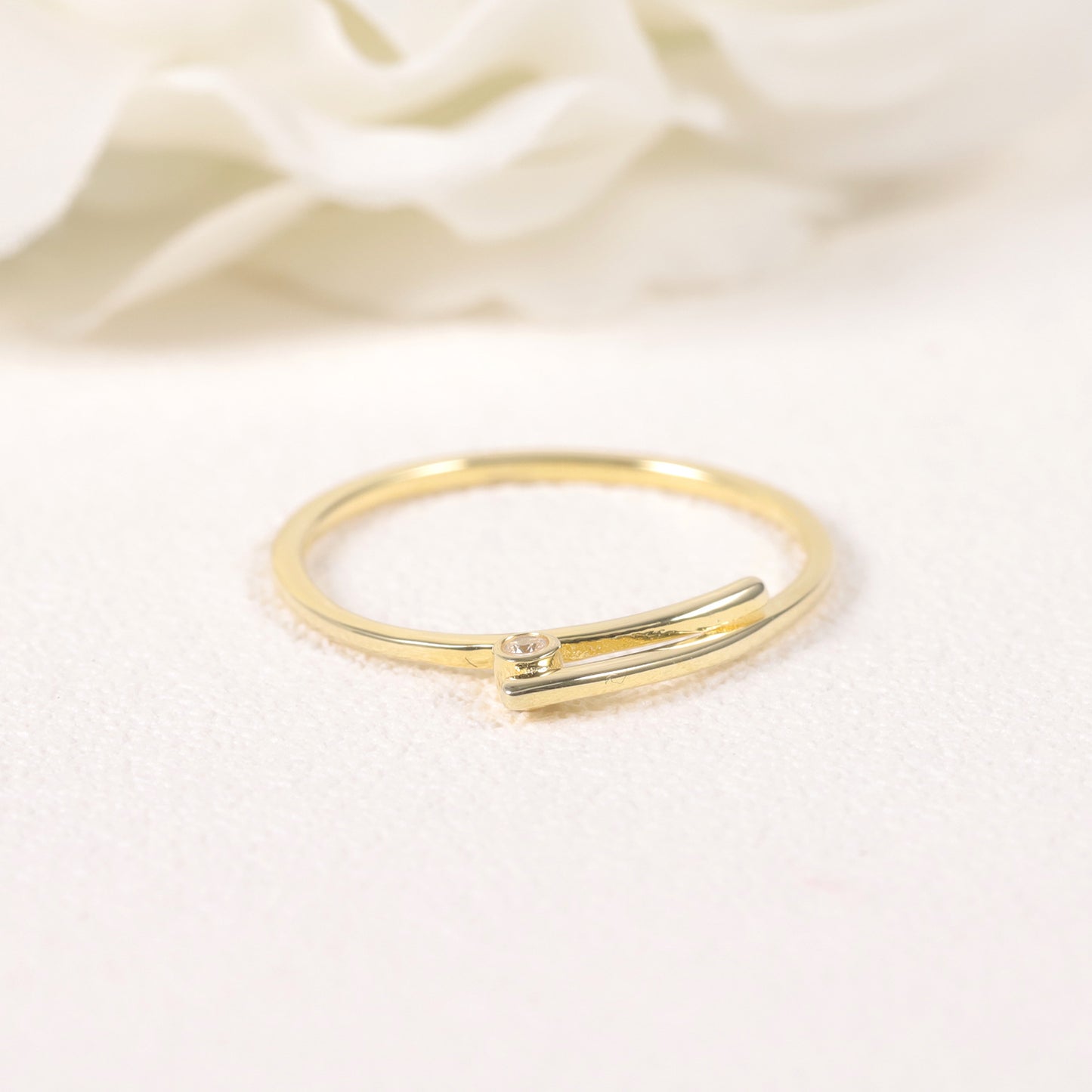 Korean and Japanese Style Fashion Gold-Plated Rings s925Sterling Silver Moissanite Gold Dawn Series Ring2024Popular
