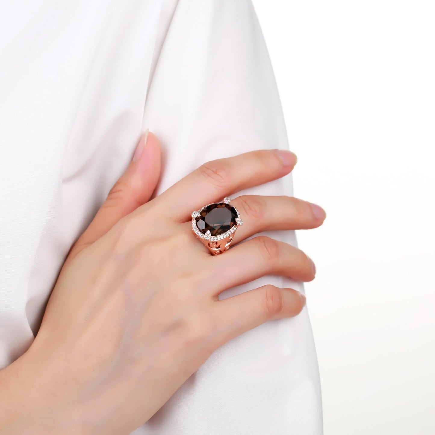 s925Silver Natural Citrine Ring Fashionable Luxurious Unique Design High-end Inlay13*18mm Gemstone Ring