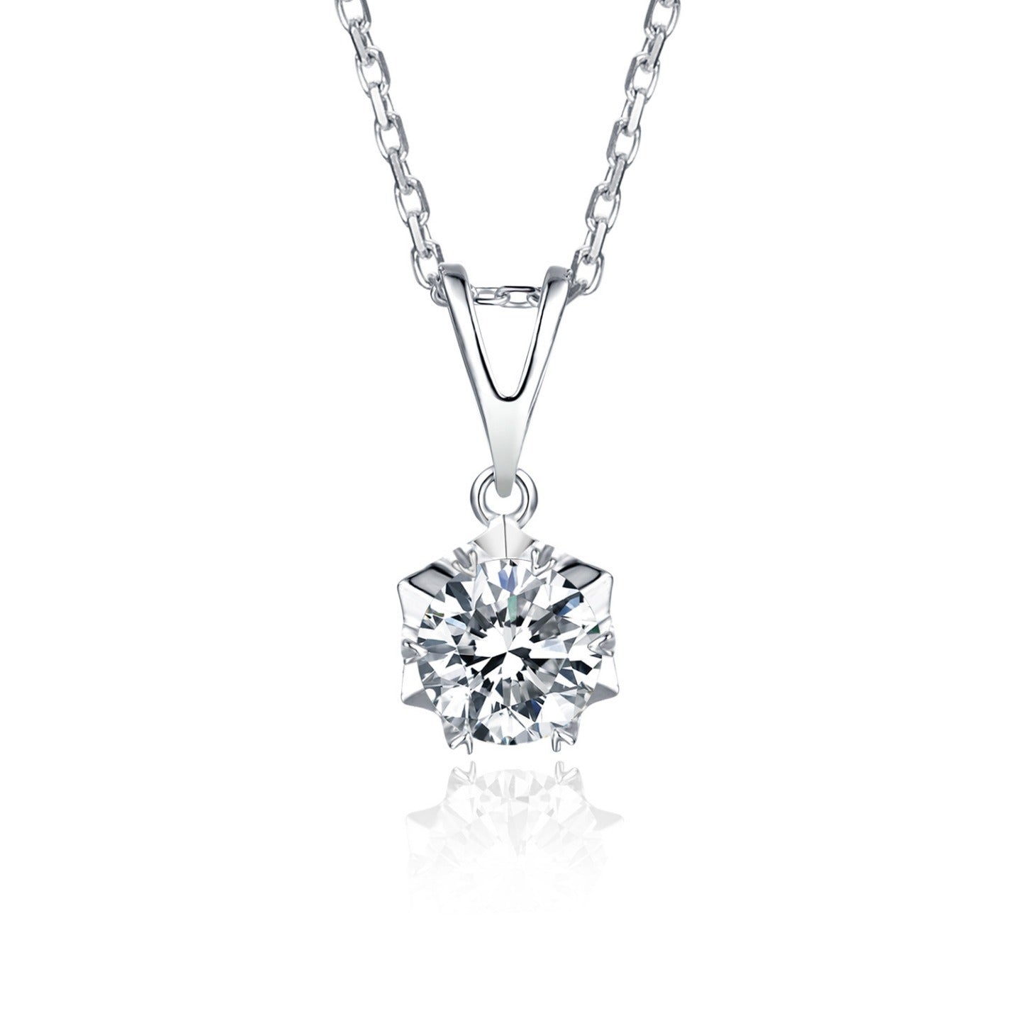 Snowflake Earrings Necklace Set S925Sterling Silver Inlaid with Fire D Color0.5/1Moissanite Gemstone Jewelry Set