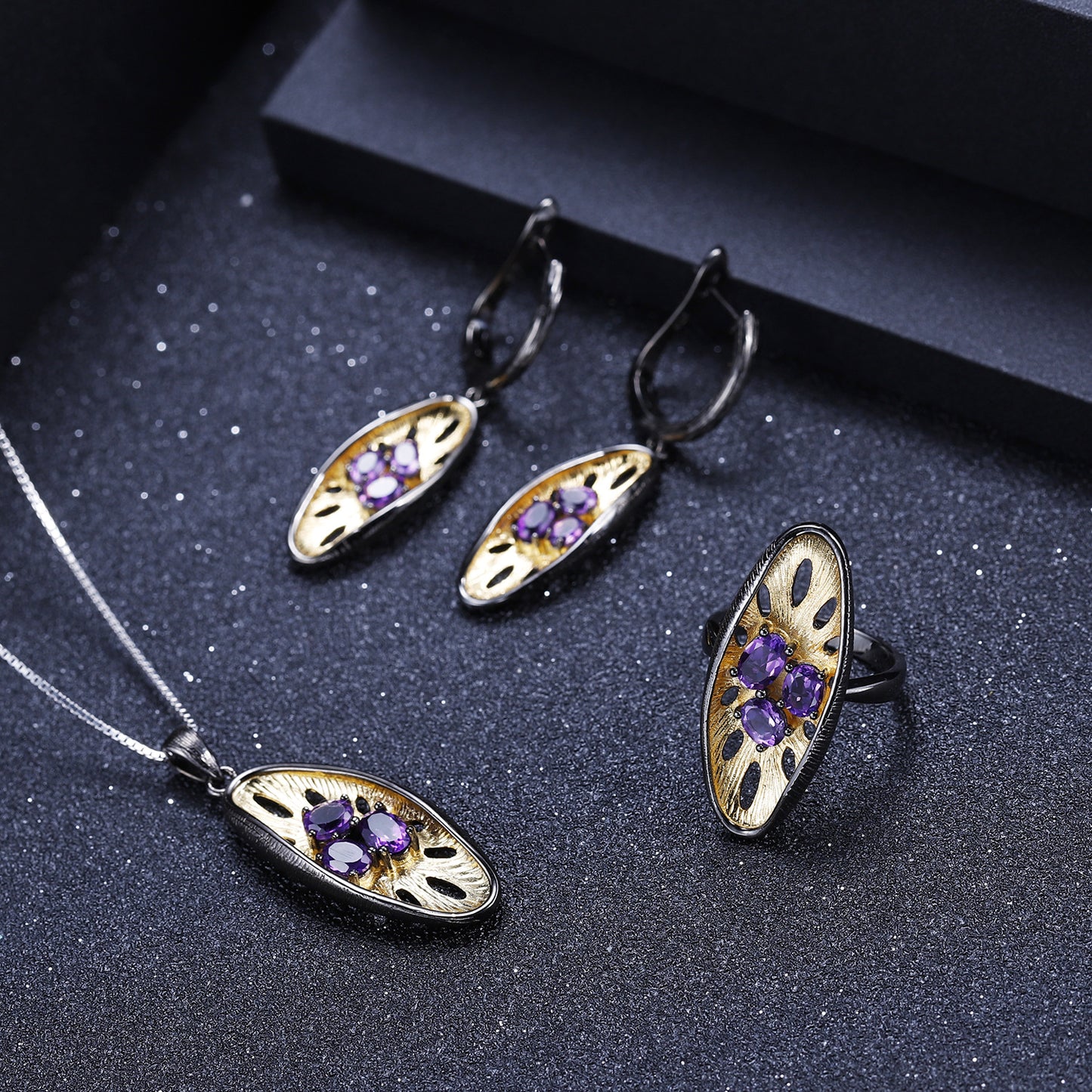 Italian Craft Designer Gemstone Pendant Vintage High-end Feel925Silver Natural Amethyst Necklace Pendant