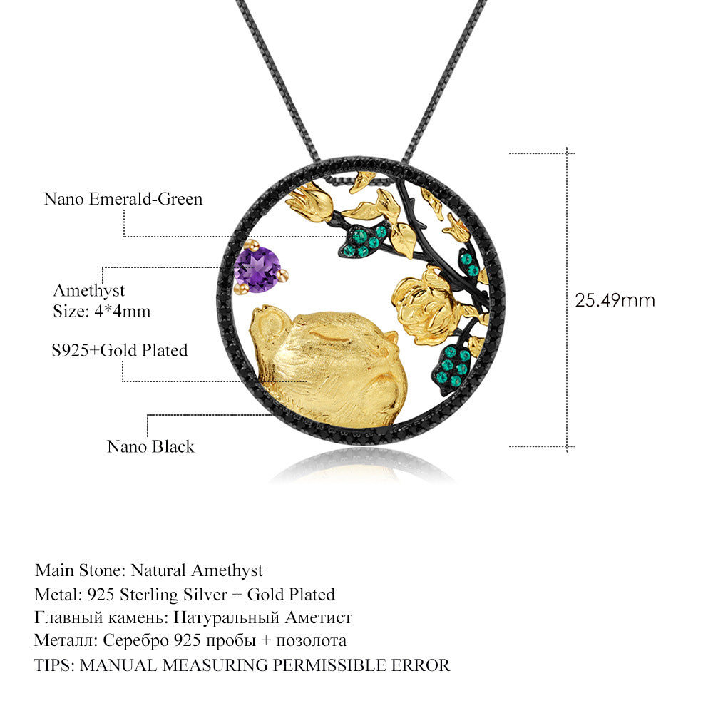 Designer Element Pendant Twelve Zodiac Series2022Year of the Tiger s925Silver Natural Gemstone Necklace Pendant
