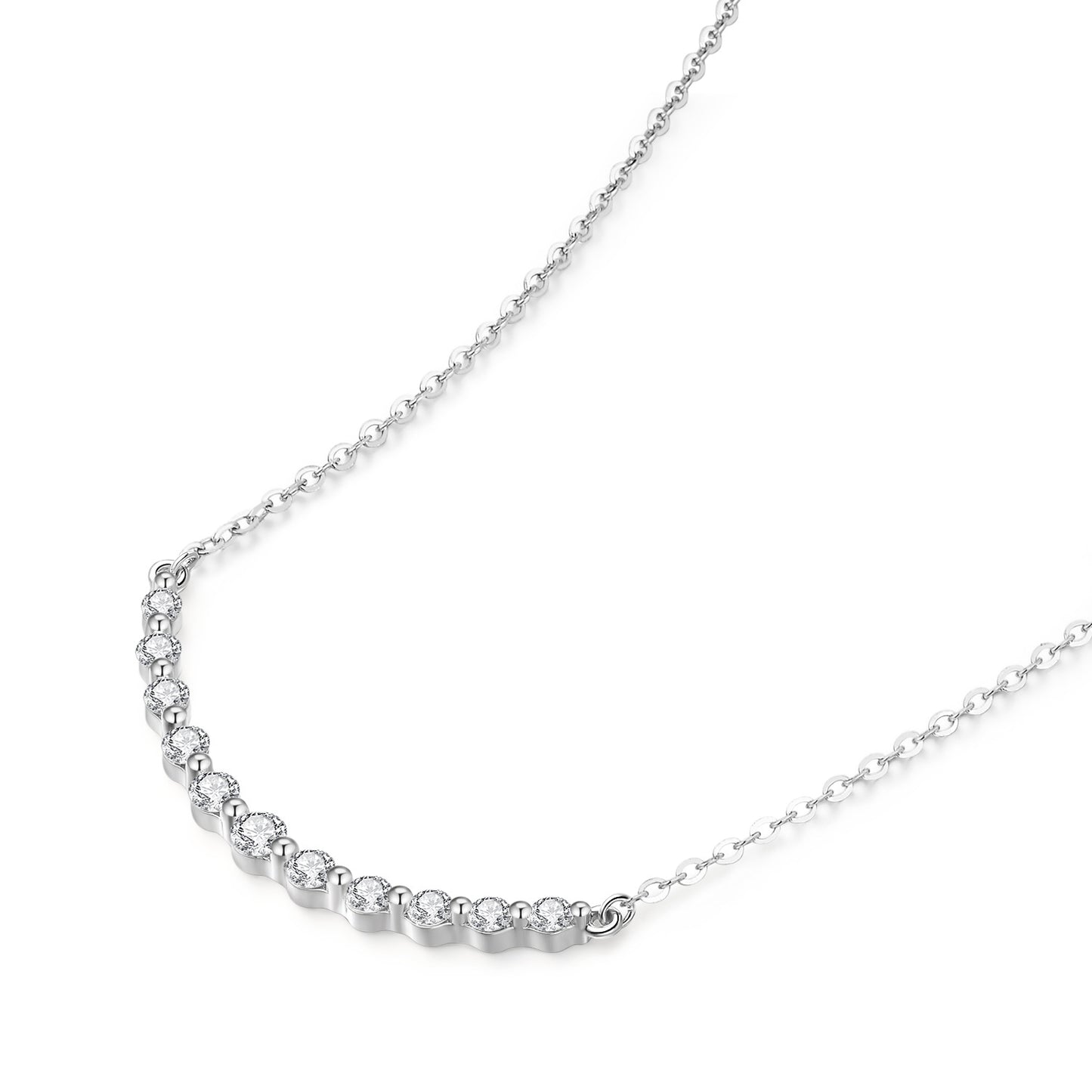 Temperament entry lux18k Gold Inlaid Cultivated Diamond Necklace with Genuine Diamond V Shape Au750k Gold and Platinum Clavicle Chain