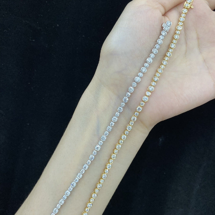 Full Diamond18k Gold Bracelet with Cultivated Diamonds Tennis Chain Gift Light Luxury0.1ct Small Dot Bracelet High-end Jewelry