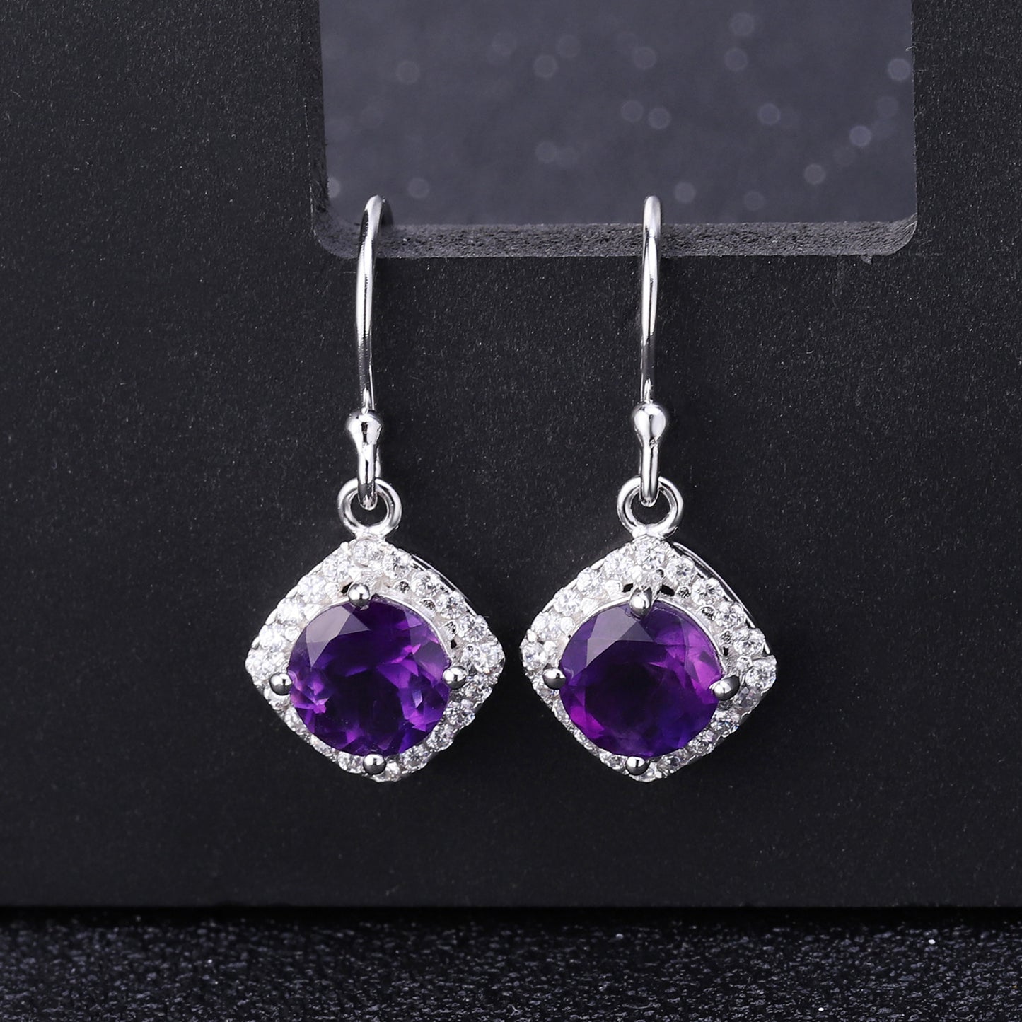 Light Luxury Natural Colored Gems Amethyst Stud Earrings Advanced Sense s925Silver Inlaid Natural Gemstone Earrings Earrings