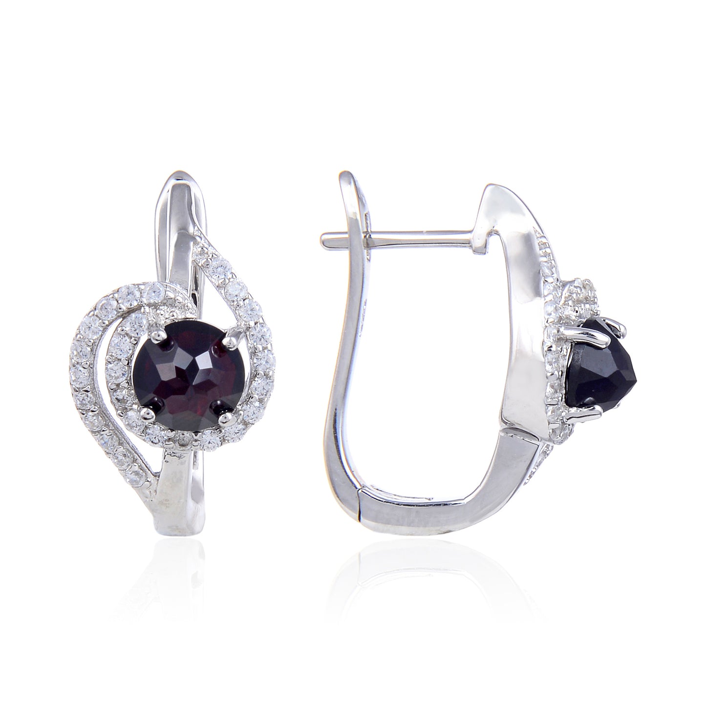 Wind natural crystal topaz earrings s925Sterling Silver Inlaid Garnet Sapphire Earrings Exquisite New Style