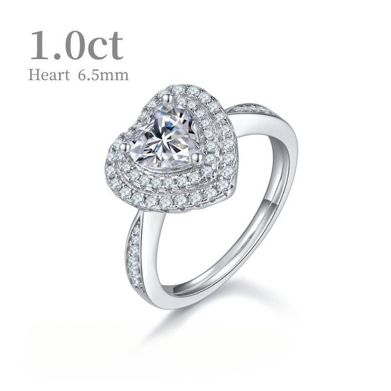 Luxurious Heart-Shaped Ring Full Body9/10/14/18k Platinum Rose Gold Yellow Gold1Carat Moissanite Ring