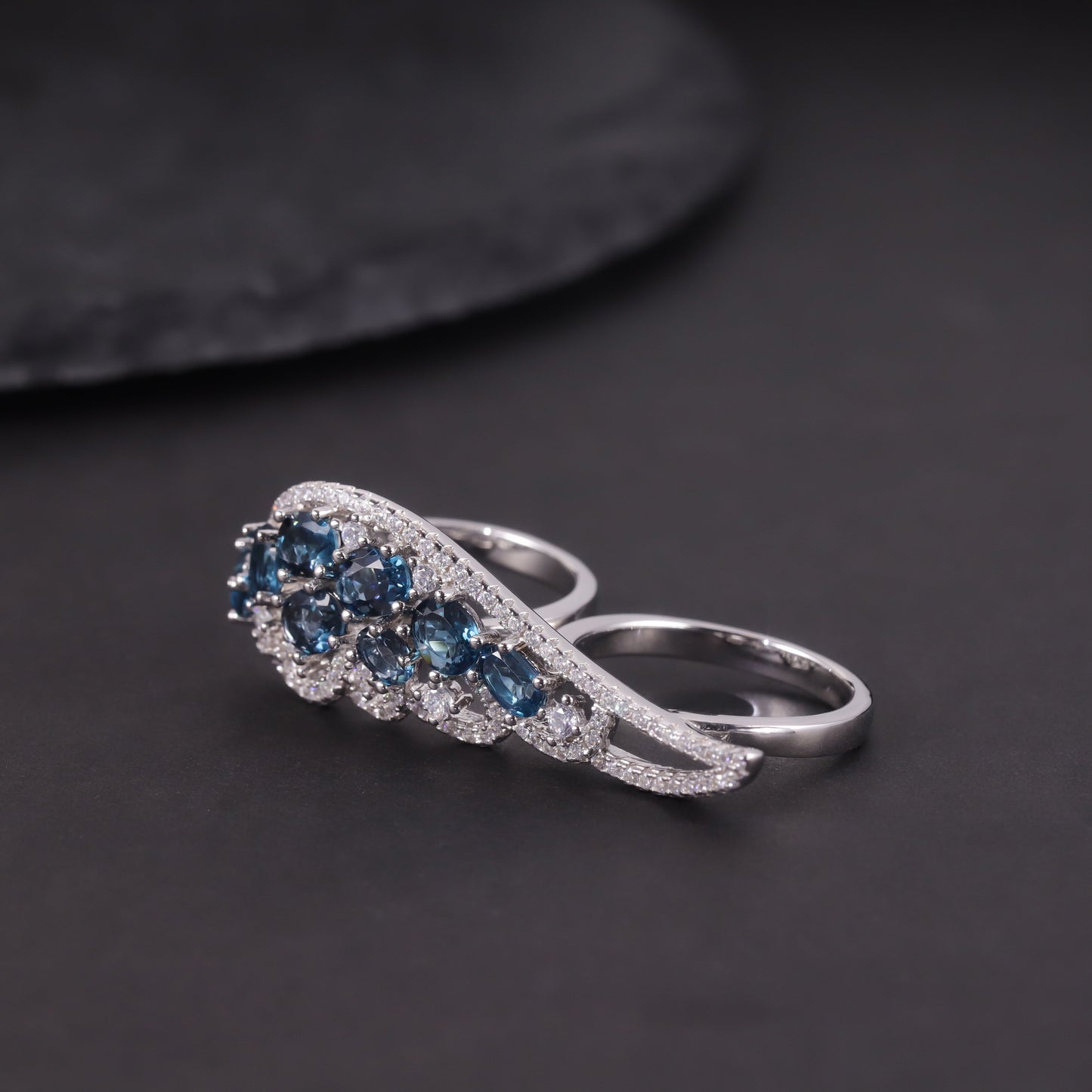 Angel Wings Gemstone Ring s925Sterling Silver Inlaid Natural Topaz Green Chalcedony Garnet Ring for Women