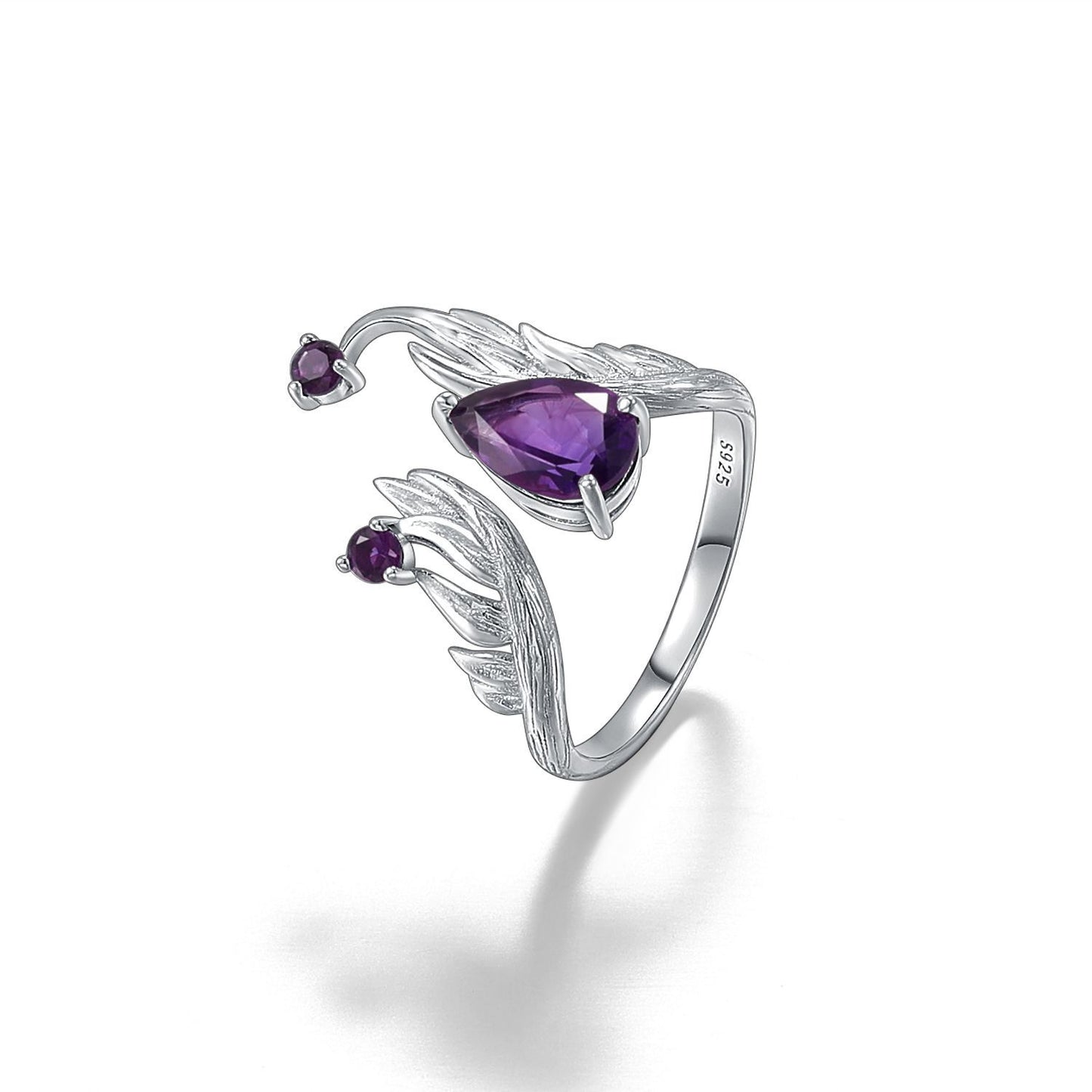 Designer High-End Dark Retro Style Open Ring Italian Craftsmanship s925Silver Natural Amethyst Ring