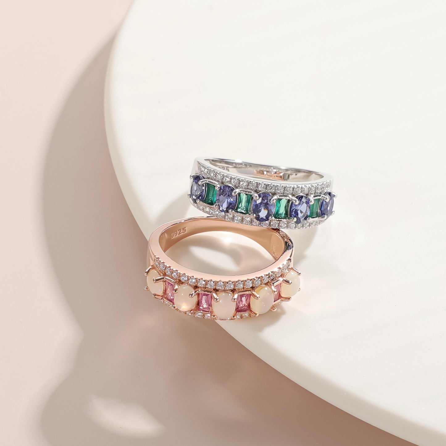 tiktok Xiaohongshu Hot-Selling Sapphire Ring s925Sterling Silver Inlaid Natural Opal Ring Australian Opal High-end Jewelry