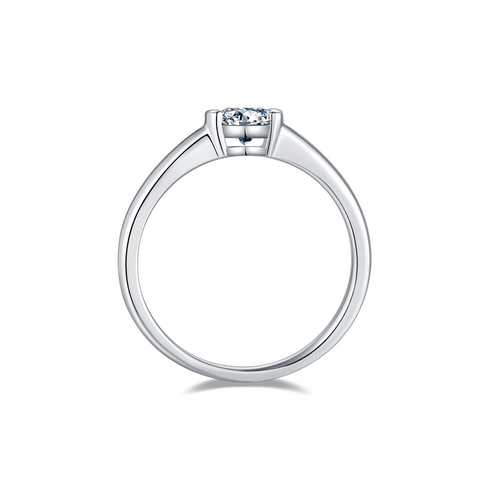 Simple round0.5Carat Moissanite Ring Cross-Border Foreign Trade925Sterling Silver Wedding Ring Female Live Ring Wholesale