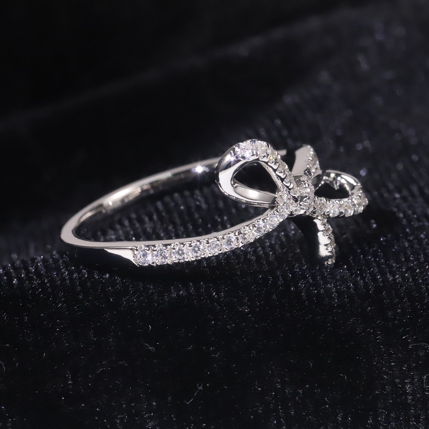 Luxury Jewelry Sweet Bowknot Diamond Ring Full Body9/10/14/18k Gold Cultivated Diamond Ring for Women