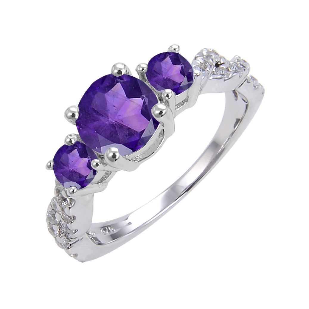 Natural crystal ring s925Sterling Silver Sapphire Ring Colorful Gemstone Ring
