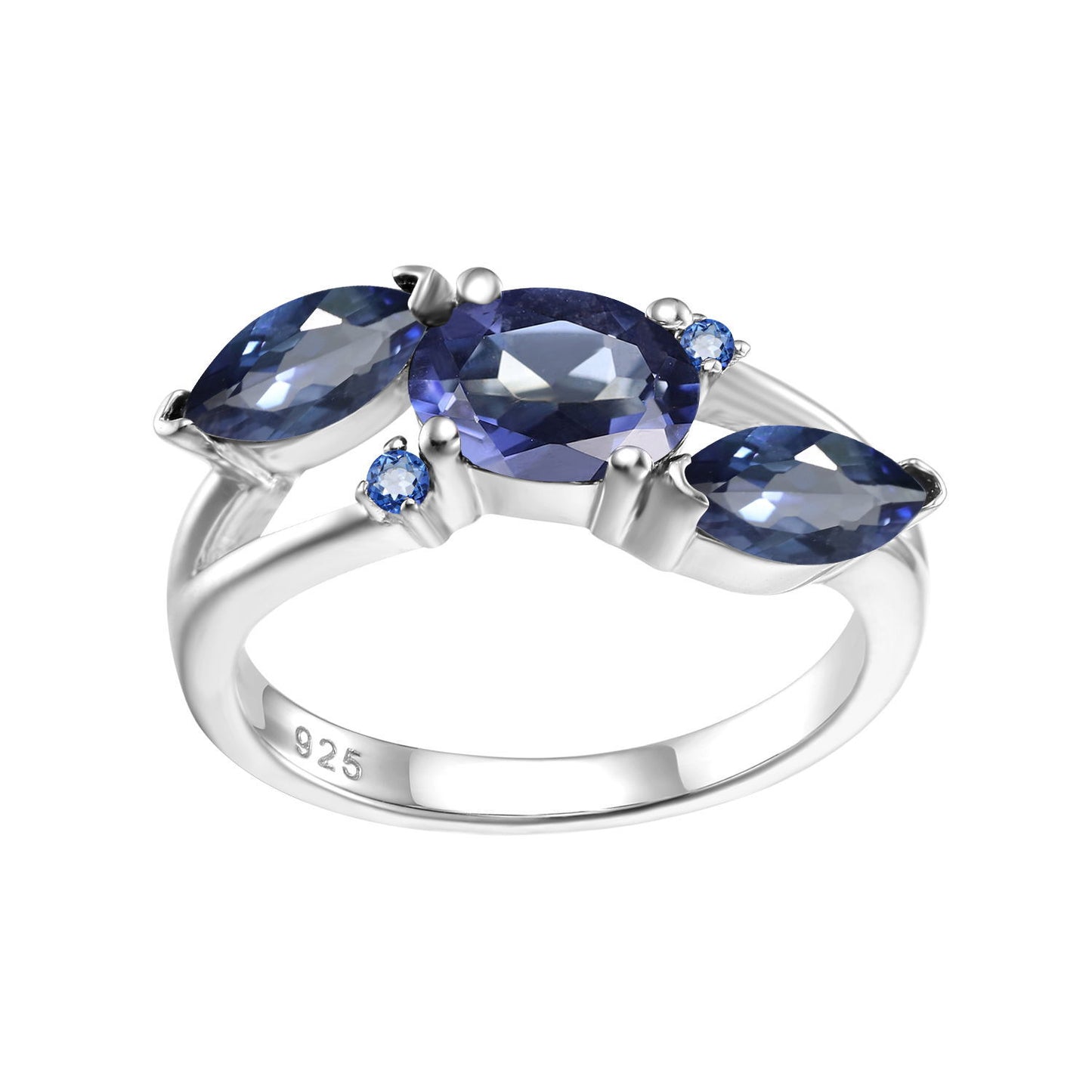 New Design Sense Natural Gemstone Ring Fashion Temperament s925Silver Inlaid Gemstone Amethyst Ring