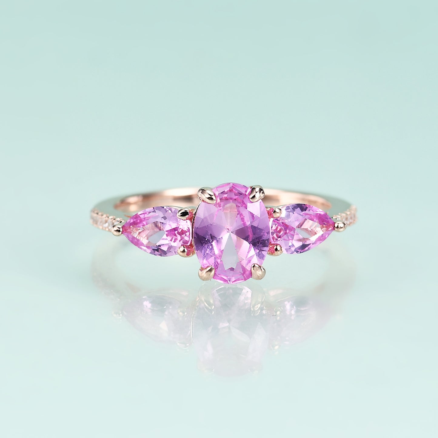 High-Grade Light Luxury S925Sterling Silver Inlaid Pink Corundum Ring Fashionable and Exquisite Colorful Gemstone Ring