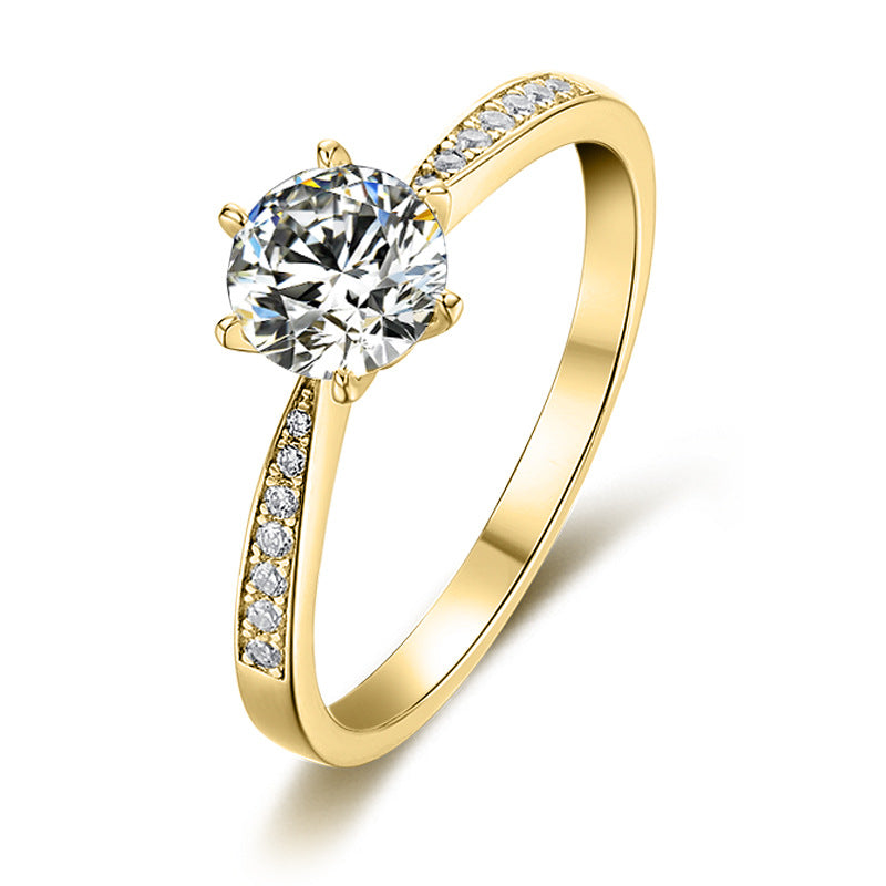 D Color1Carat Moissanite Six-Prong Wedding Ring High-End Feel Full Body9/10/14/18k Gold Rose Gold Yellow Gold Ring
