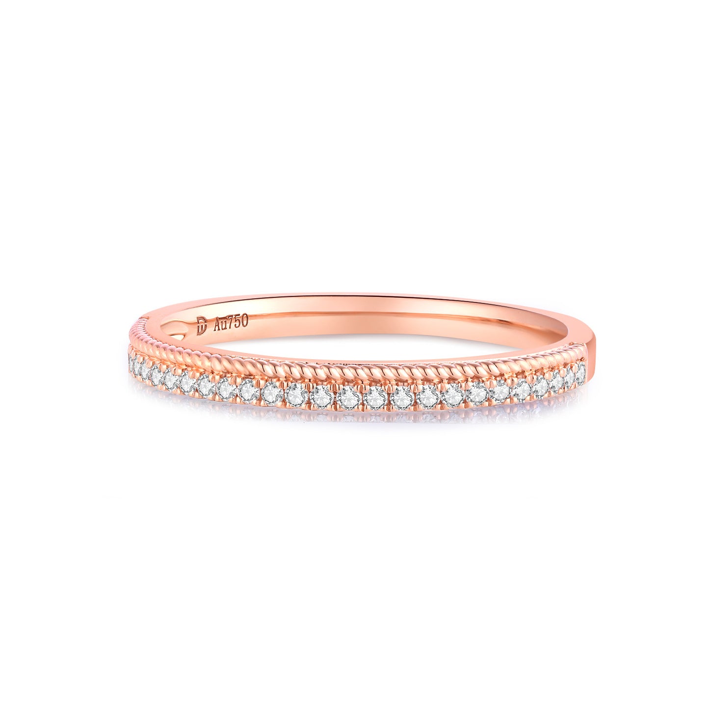 All-Matching18k Gold Inlaid Cultivated Diamond Ring Rose Gold k Gold Row Ring Synthetic Diamond Ring for Men and Women