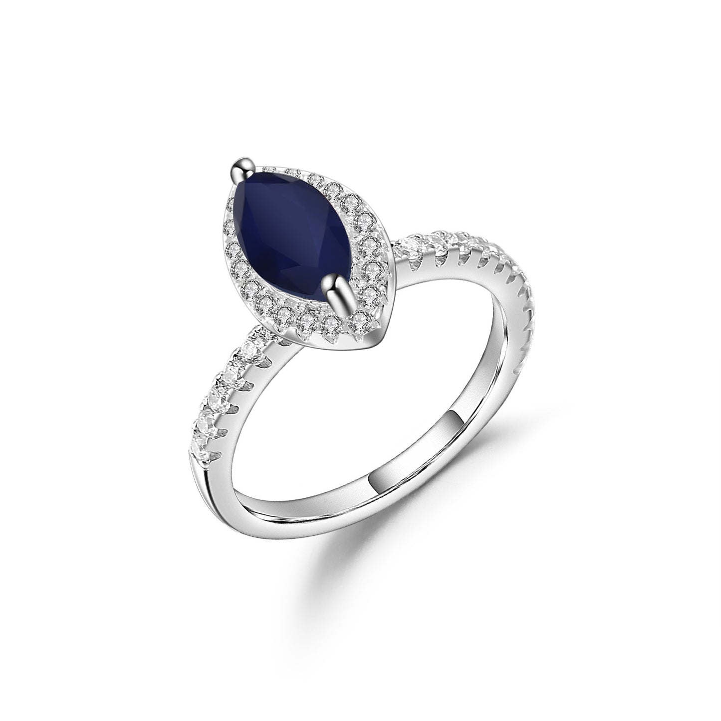 Marquise-shaped Candy-colored Ring s925Sterling Silver Ring Set with Natural Sapphire Garnet5*10mm Ring Topaz