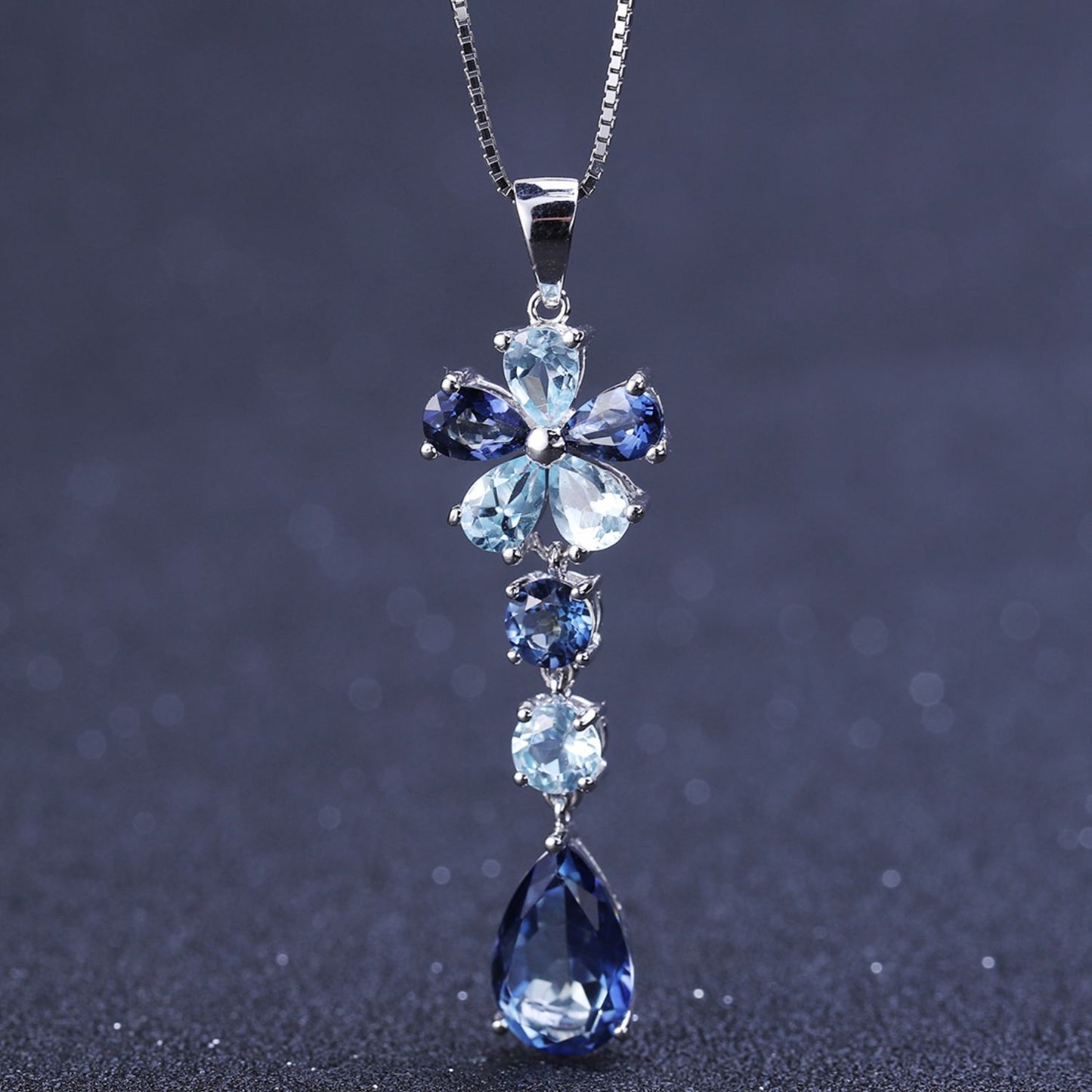Fashionable Light Luxury Natural Topaz Inlaid Pendant Necklace Unique and Elegant s925Sterling Silver Natural Gemstone Necklace Pendant