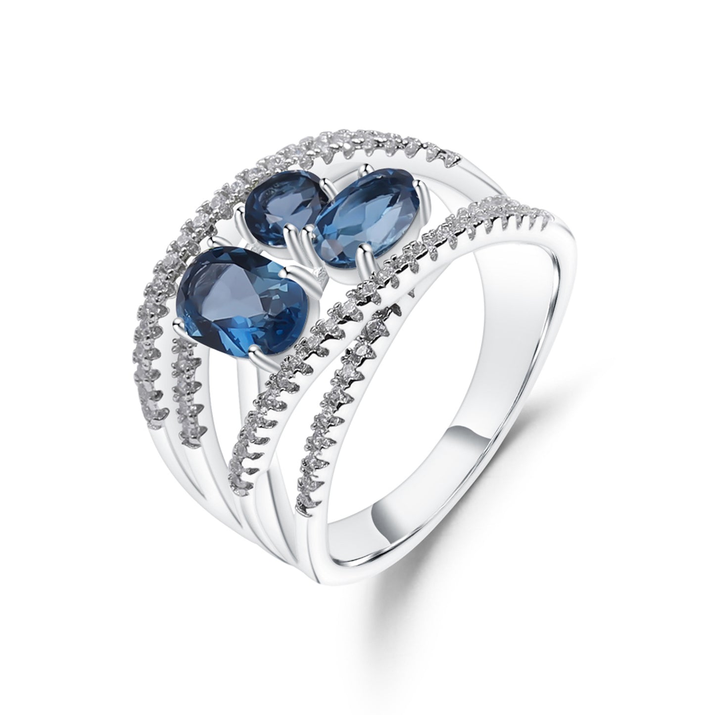 Luxurious and High-end Natural Garnet Ring with a Sense of Design Prosperous Series925Silver Inlaid Natural Gemstone Ring