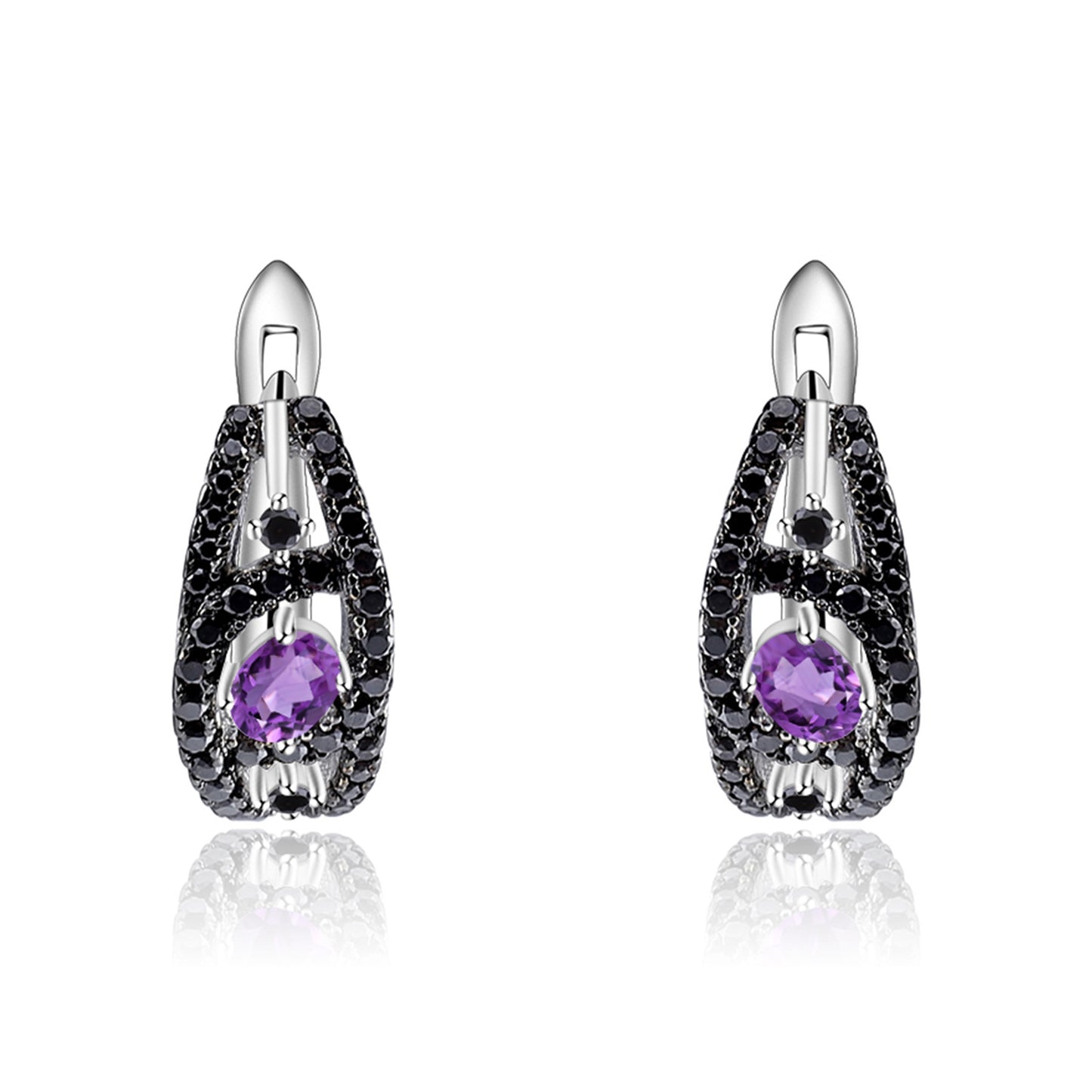 Luxurious and High-end Natural Amethyst Earrings from the Prosperous Series925Silver Inlaid Gemstone Stud Earrings