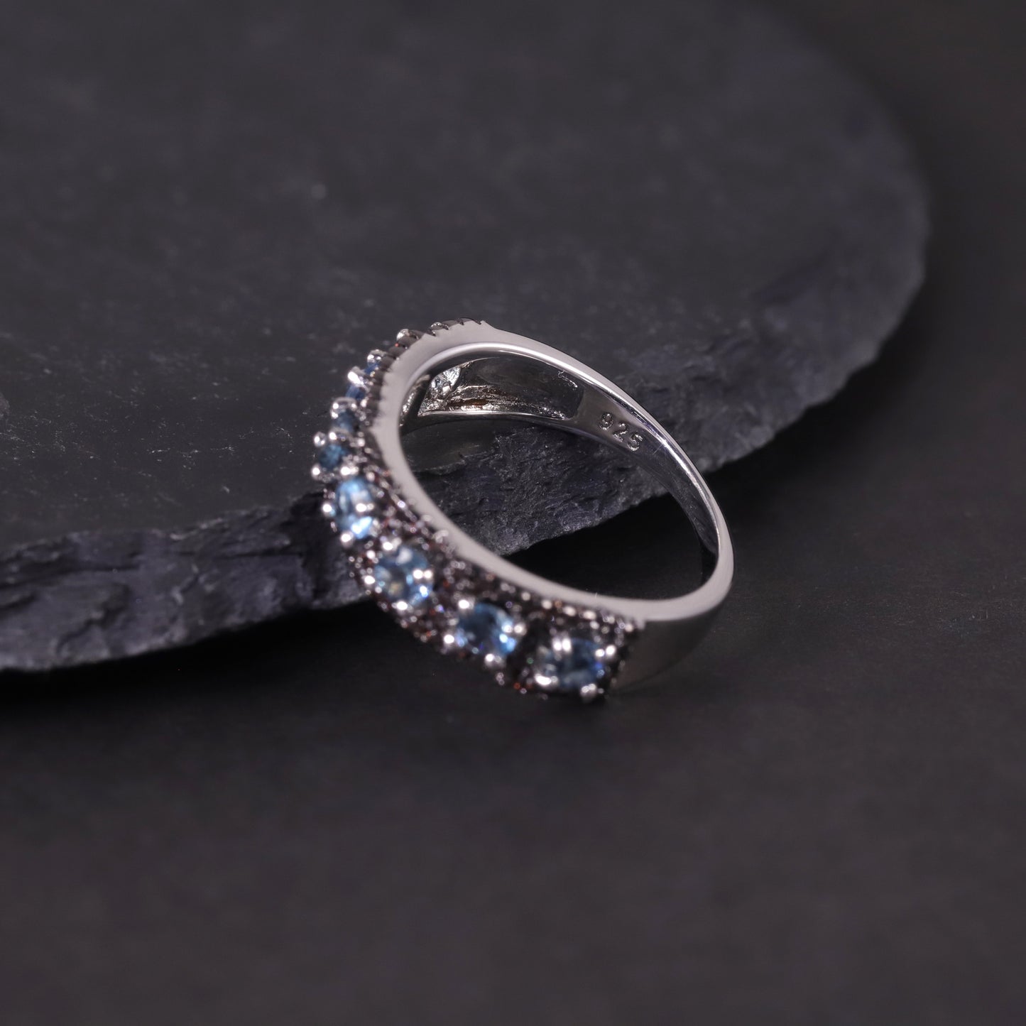Trendy Natural Topaz Ring s925Sterling Silver Inlaid Crystal Ring Jewelry