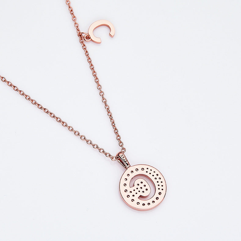Luxurious Fashion English Letters C Necklace Couple Gift Round Coin s925Sterling Silver Inlaid Moissanite Pendant