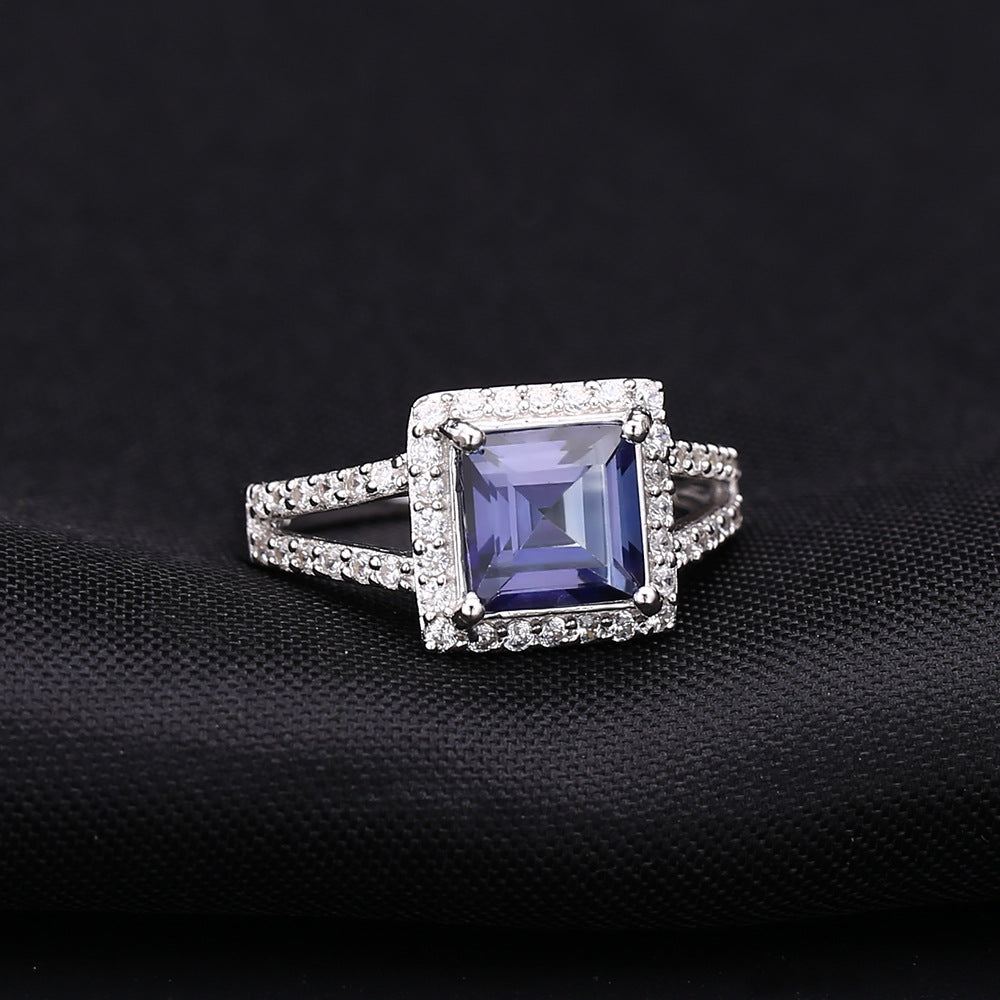 Factory Direct Supply Colorful Gemstone Ring for Women, Light Luxury, Simple and Fashionable Gemstone s925Silver Inlaid Crystal Ring