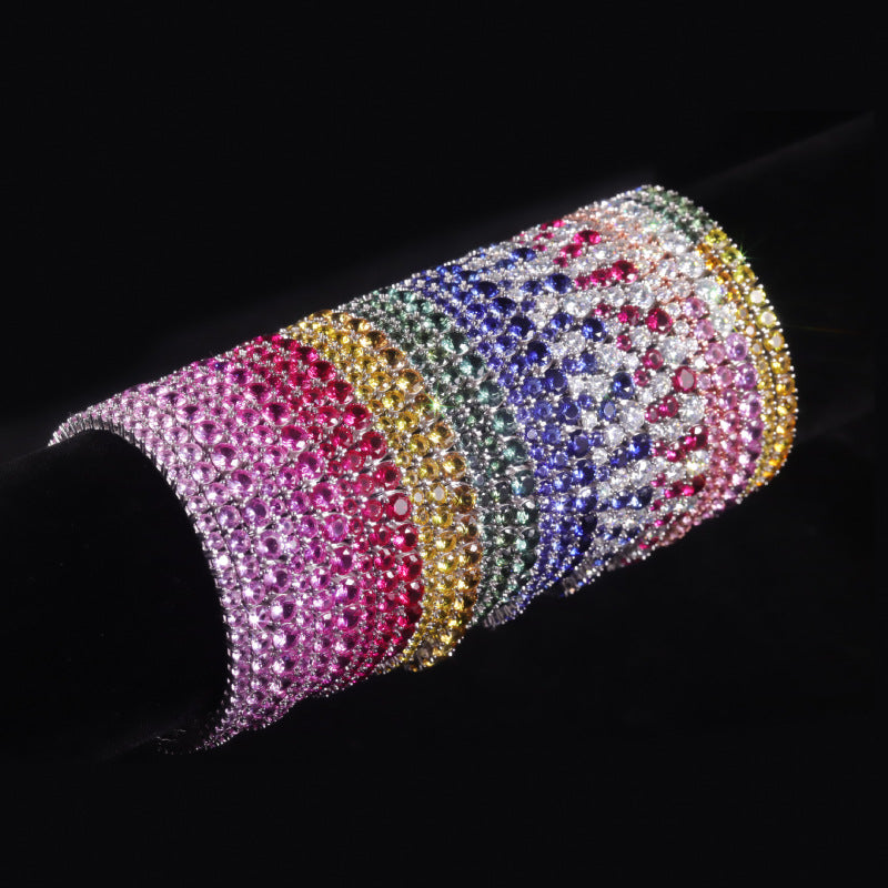 Luxurious Gemstone Bracelet3/4/5mm Tennis Chain Elegance s925Sterling Silver Inlaid Cultivated Sapphire Bracelet for Women