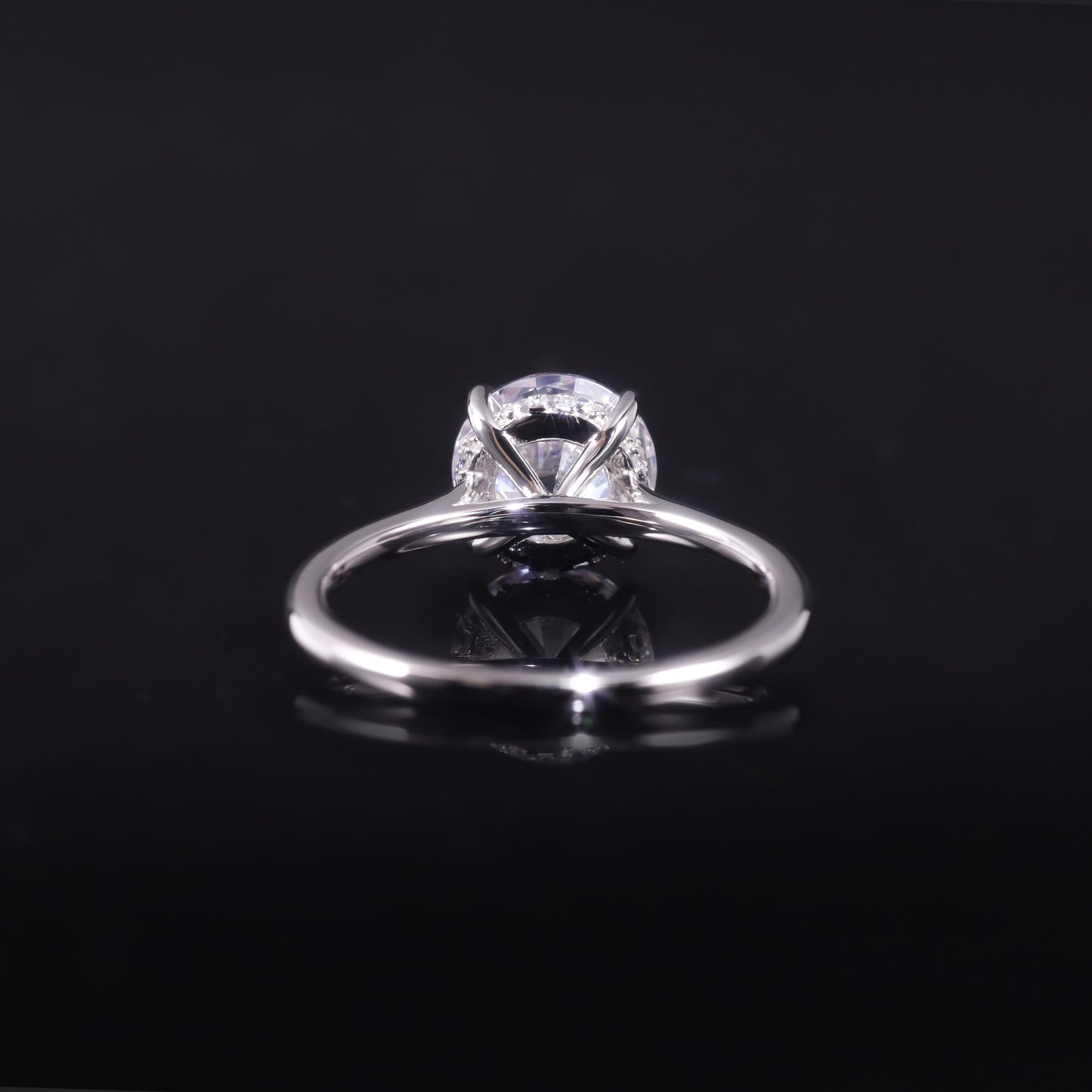 Simple Plain Circle2Carat Wedding Ring Large Main Stone Ring s925Sterling Silver Round Moissanite Ring