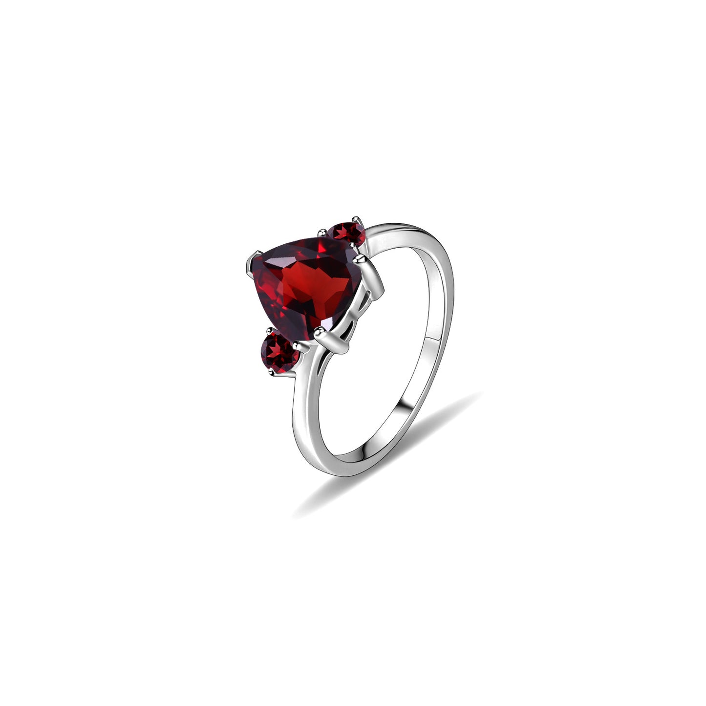 Heart-shaped Simple Natural Crystal Topaz Garnet Gemstone Ring925Sterling Silver Plated18k Gold Color Gemstone Ring