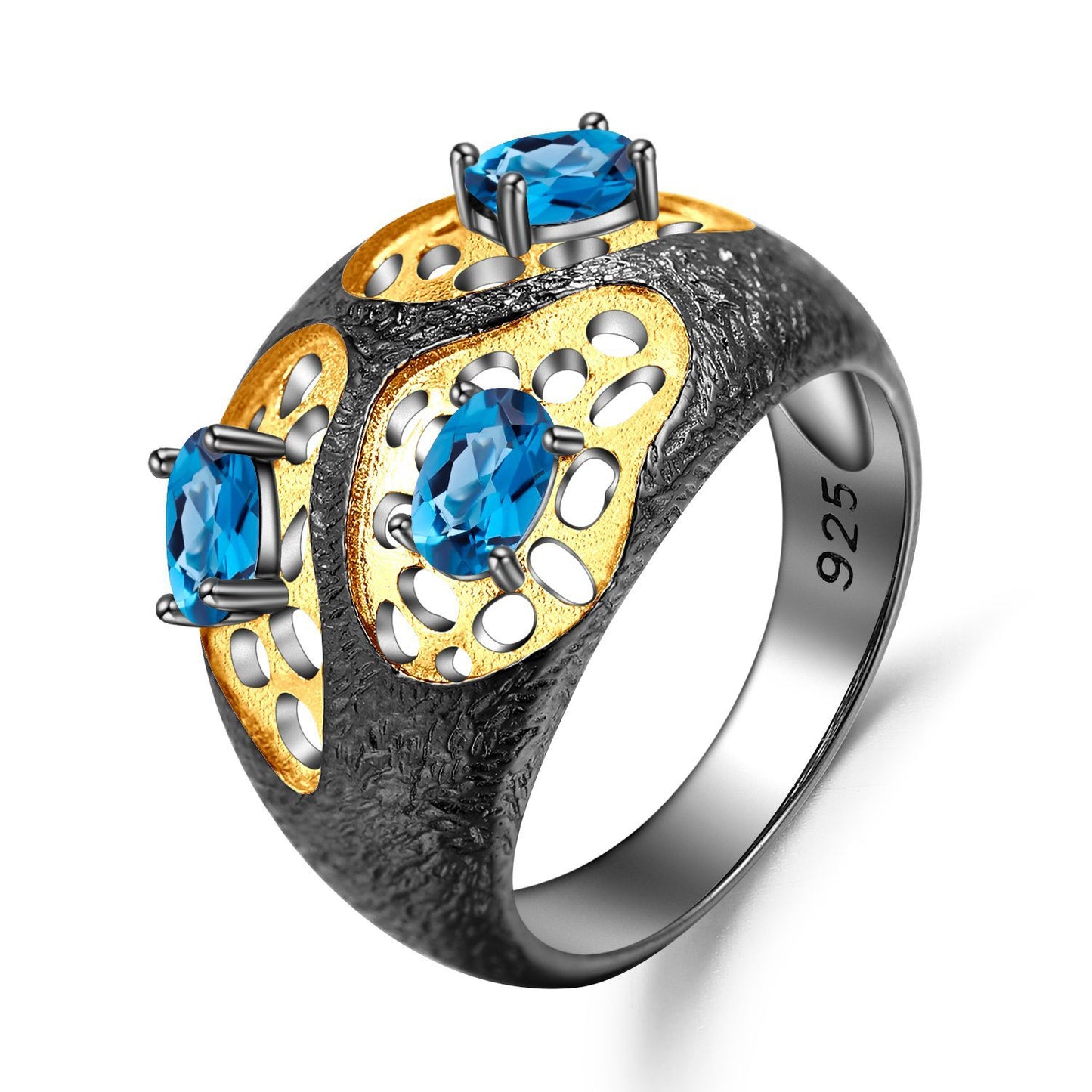 Italian Craft Designer Ring Retro Style High-end Design s925Silver Natural Amethyst Ring