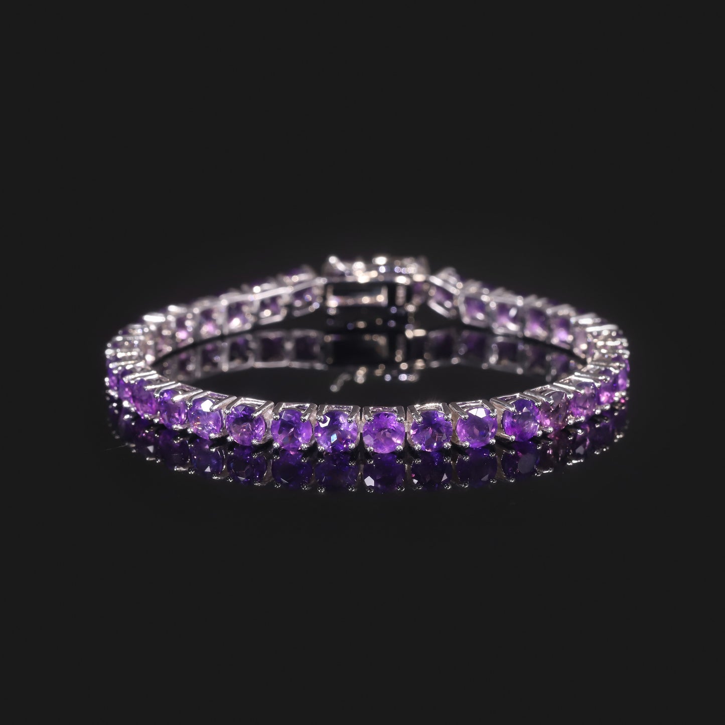 Bracelet s925Sterling Silver Bracelet with Natural Amethyst3mm Gemstone Tennis Chain