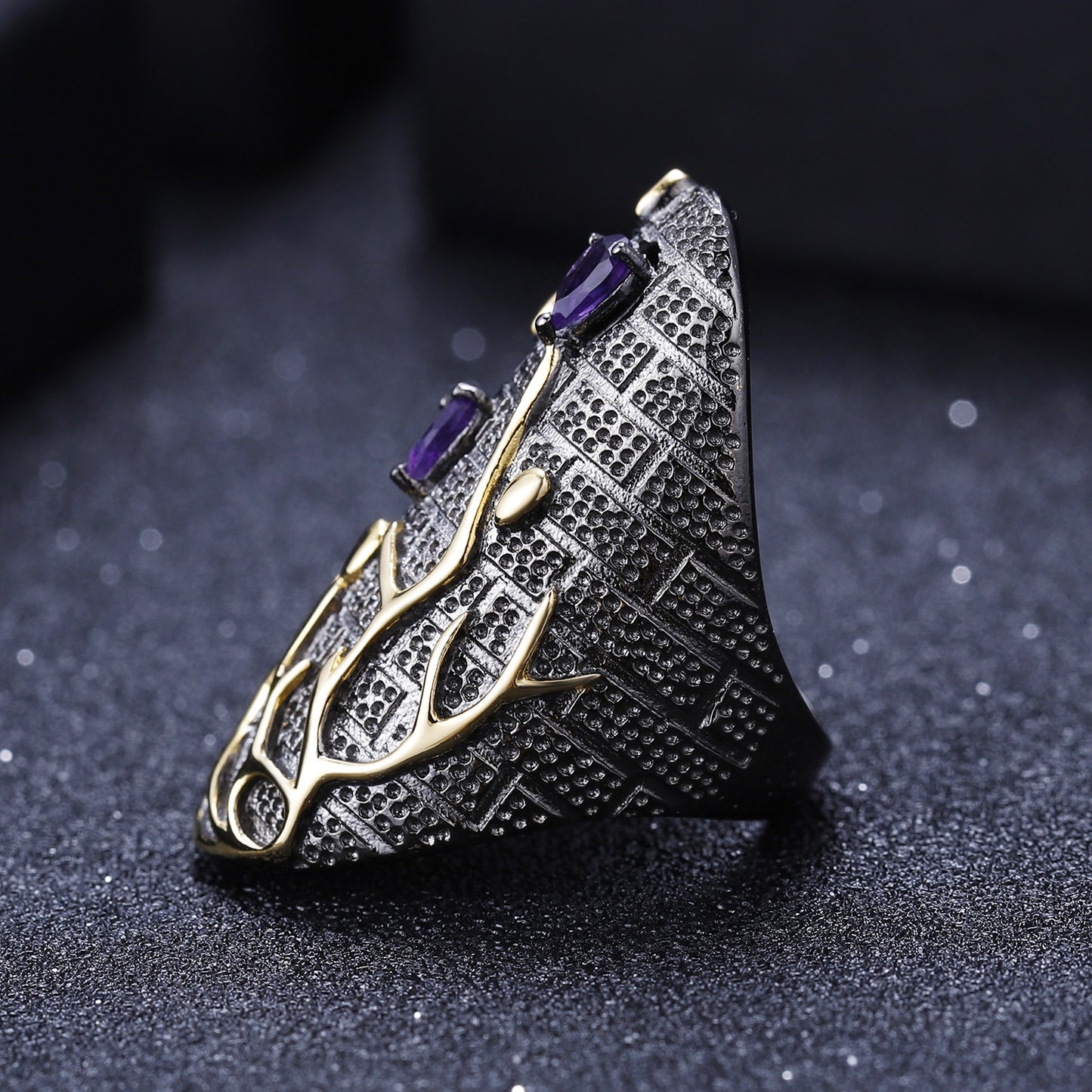 High-end Designer Gemstone Ring Georgia Personality s925Silver Inlaid Natural Topaz Ring