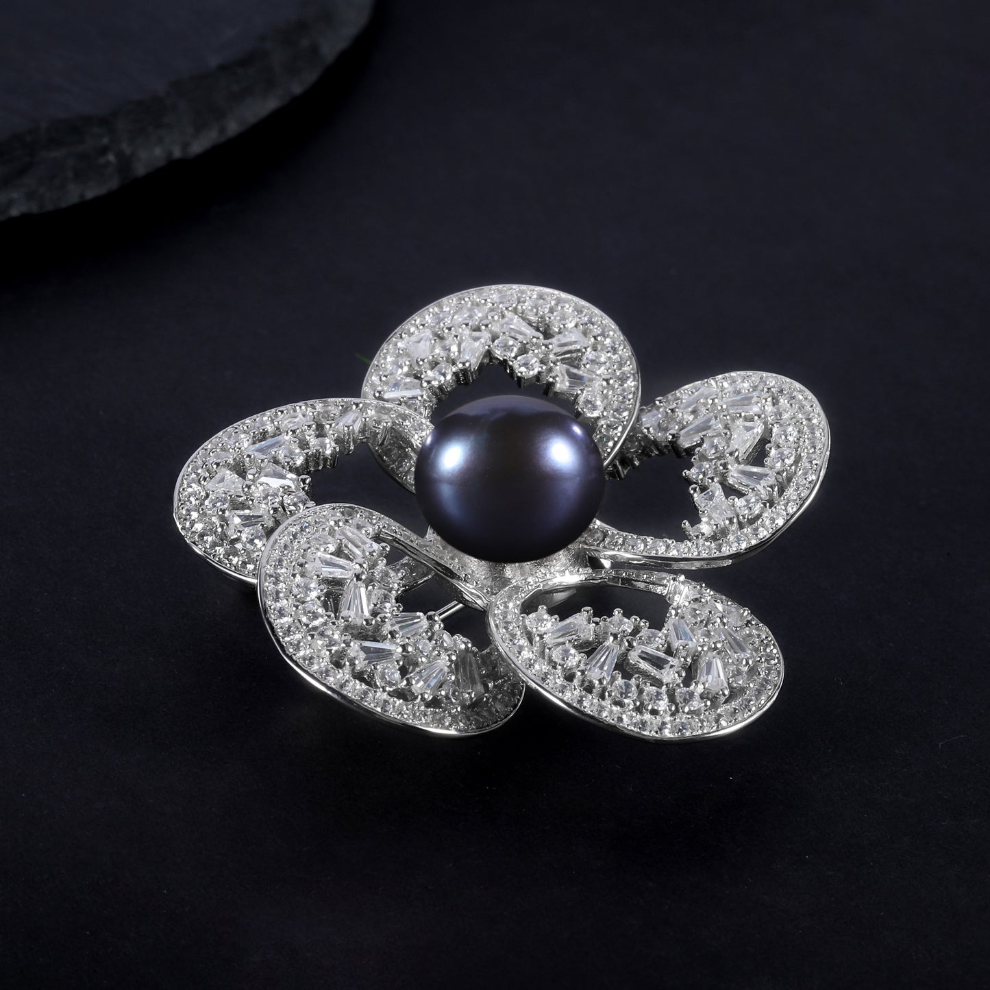 New13mm Natural Freshwater Pearl Brooch Floral Design Luxurious High-End Feel S925Sterling Silver Gemstone Brooch