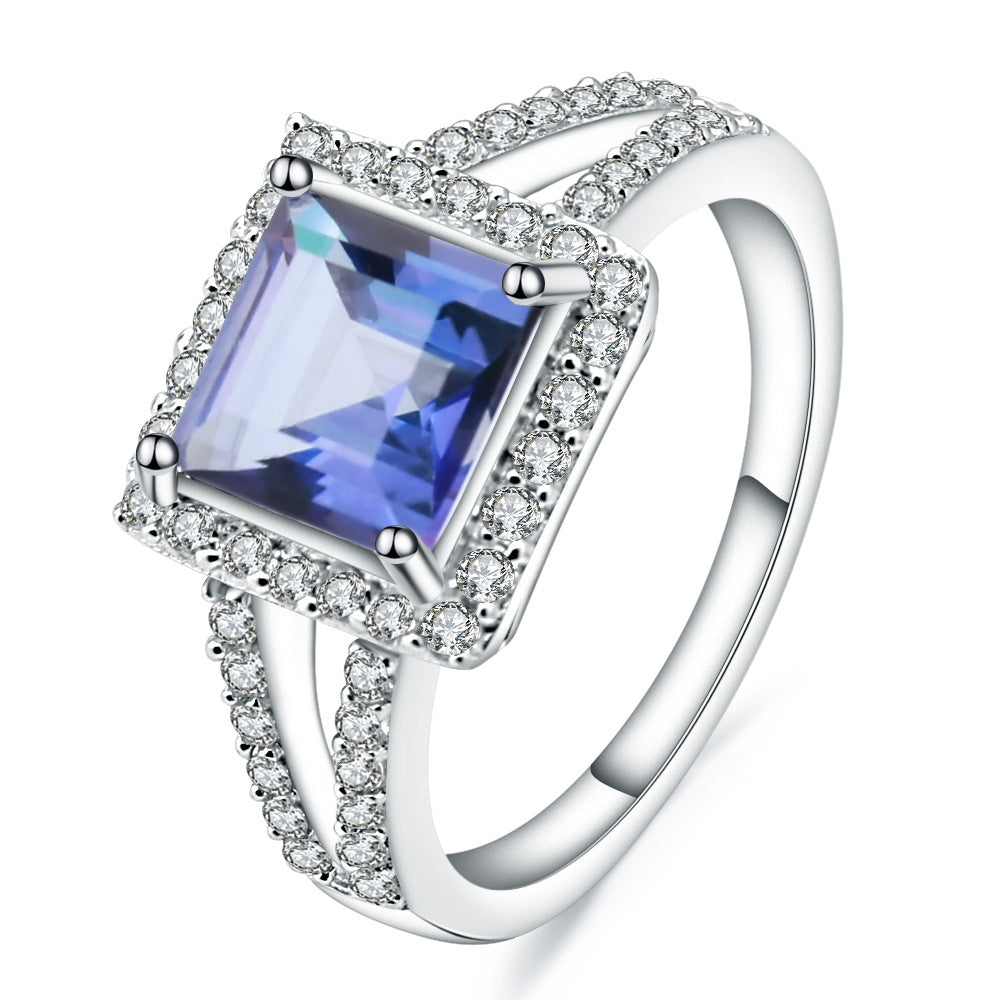 Factory Direct Supply Colorful Gemstone Ring for Women, Light Luxury, Simple and Fashionable Gemstone s925Silver Inlaid Crystal Ring