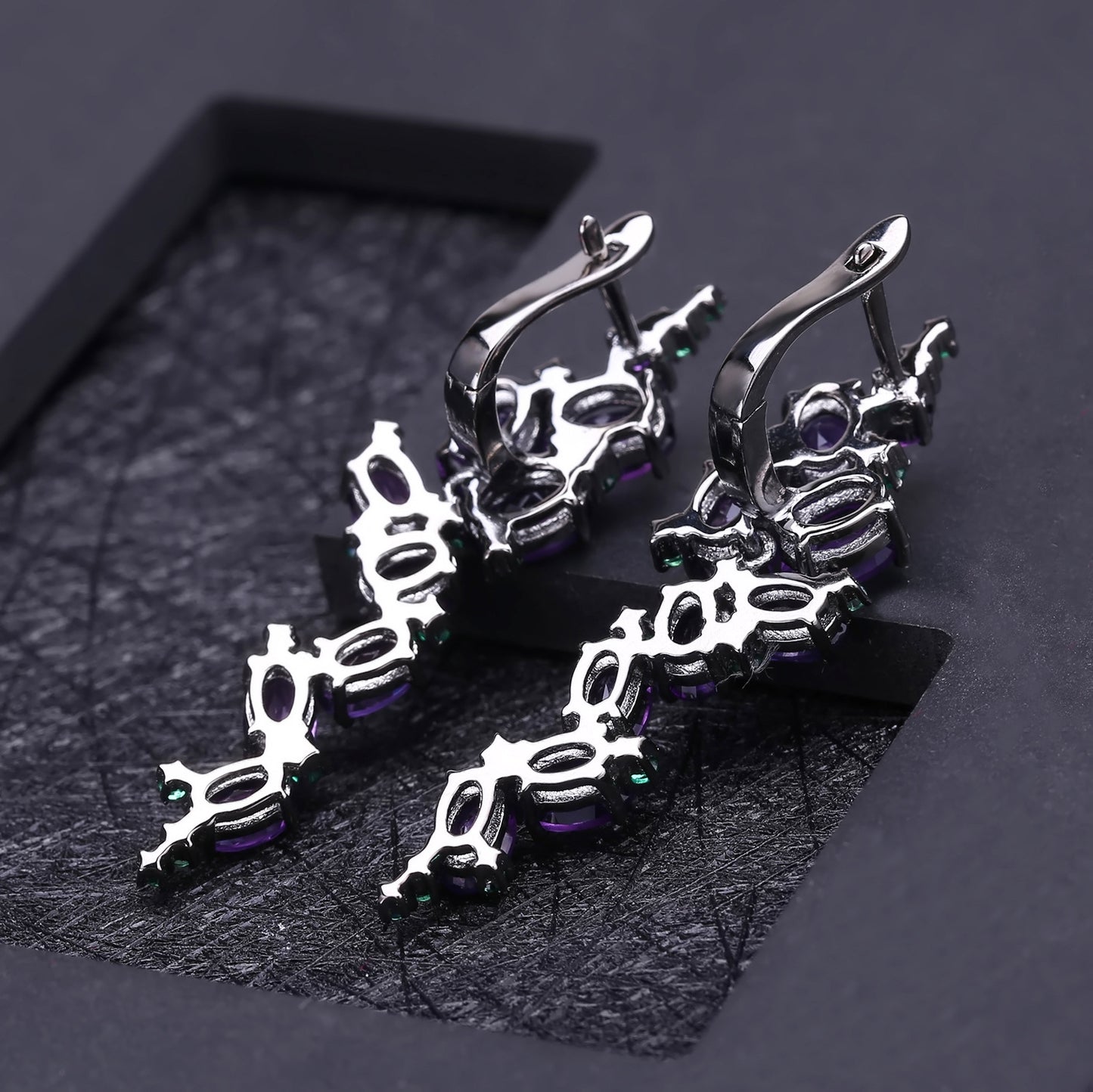 Italian Craft Designer Earrings Natural Wind s925Silver Natural Gemstone Amethyst Earrings Drop Earrings