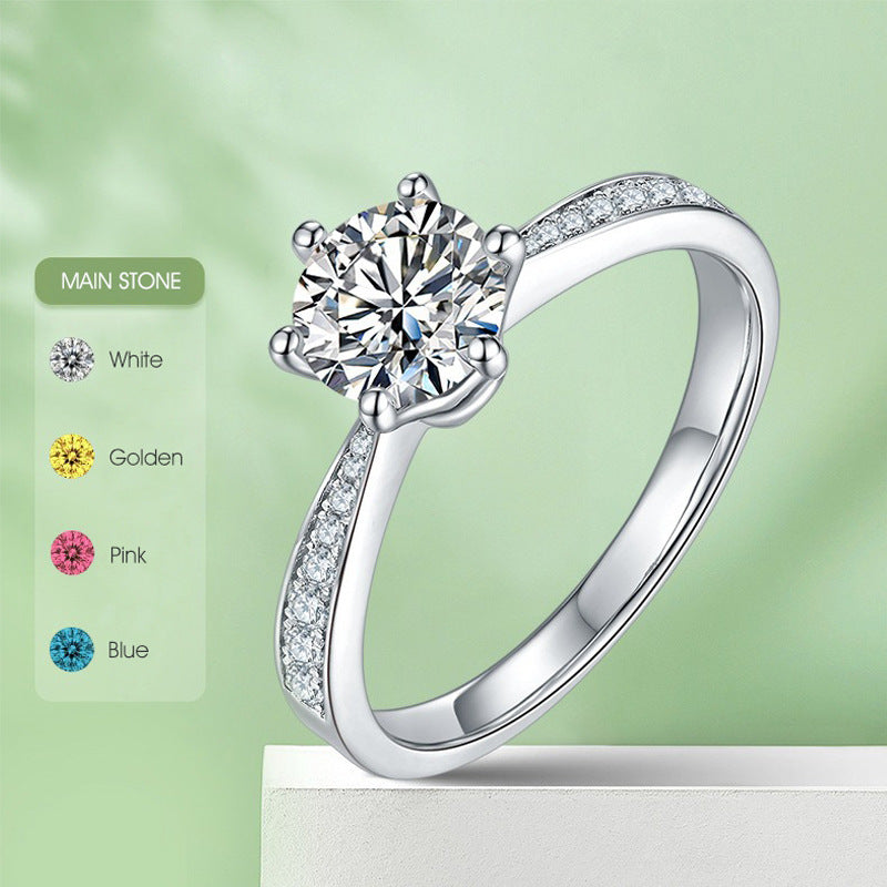 Fashion Moissanite Ring for Women s925Sterling Silver Inlaid1Carat Moissanite Ring High Quality Wedding Ring