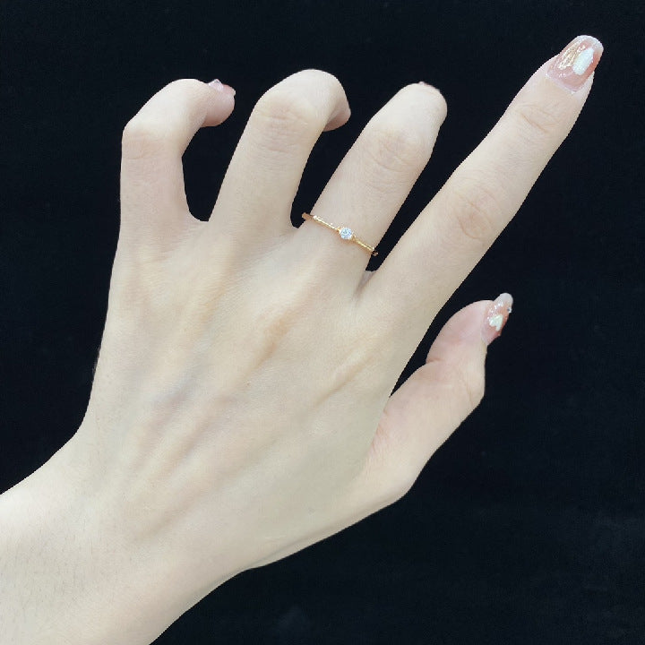 Bamboo Section18k Gold Inlaid Cultivated Diamond Ring Rose Gold Crushed Diamond Chinese Style k Gold Ring Irregular High Quality