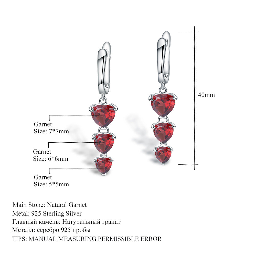 Natural Stone Earrings Holiday Gift Retro Inlaid Gemstone s925Silver Amethyst Earrings Jewelry
